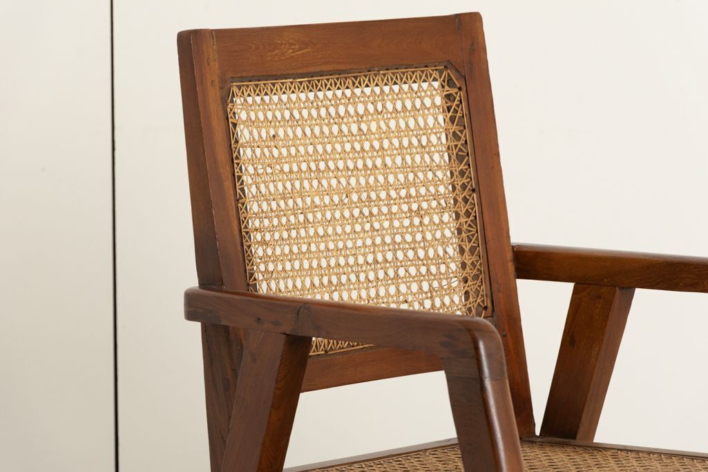 Teak & Cane Armchair Attributed To Balkrishna Vithaldas Doshi For The Indian Institute Of Management At Ahmedabad, 1962 photo 1200.0