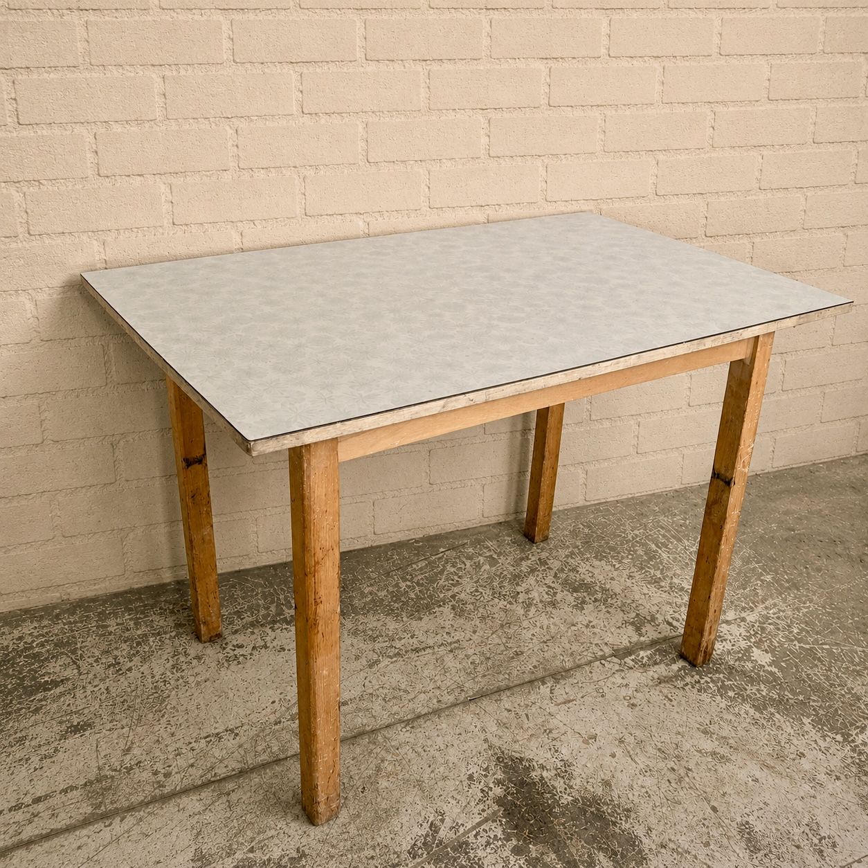 Mid Century Blue Floral Formica Kitchen Table | Retro Breakfast Table photo furniture