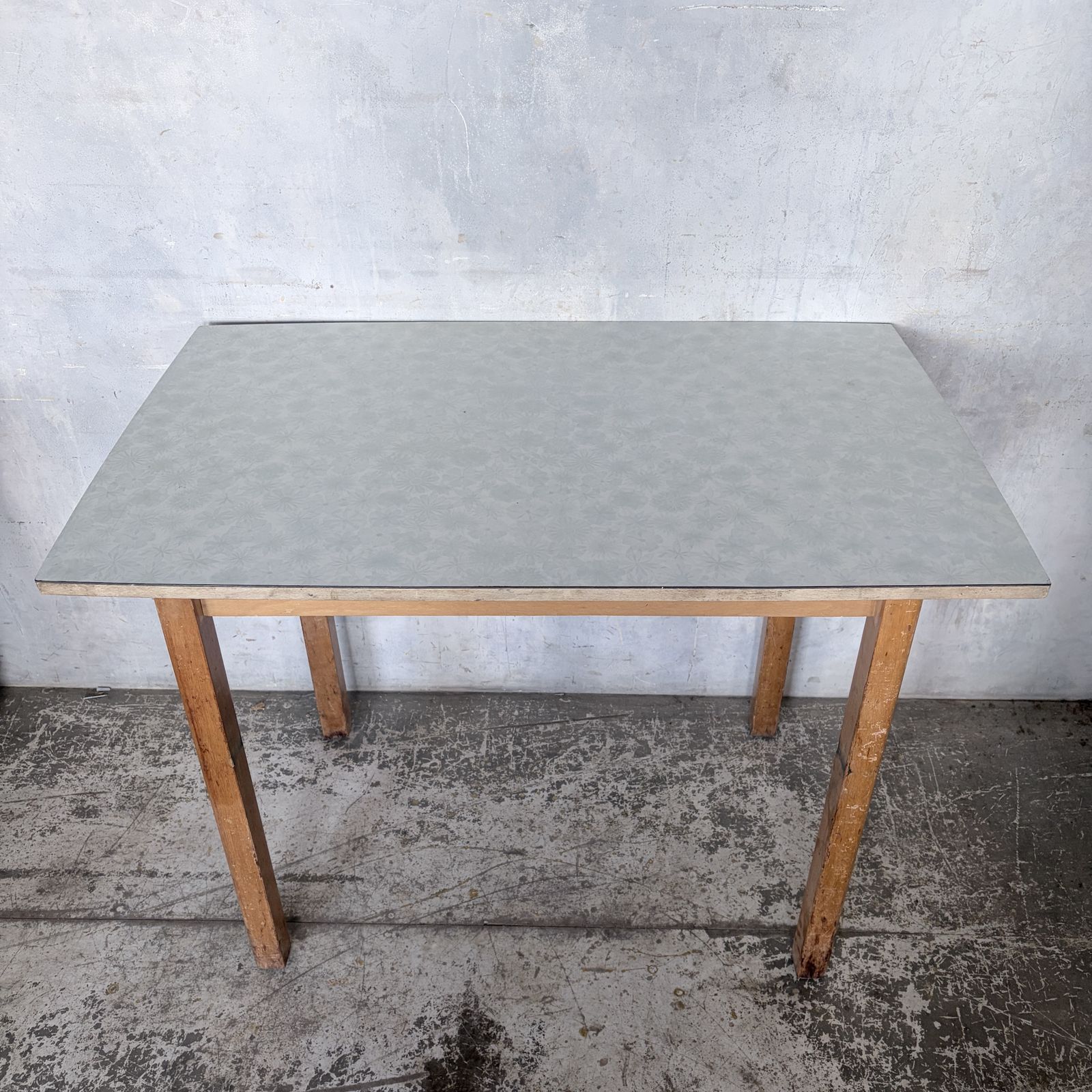 Mid Century Blue Floral Formica Kitchen Table | Retro Breakfast Table photo Furniture