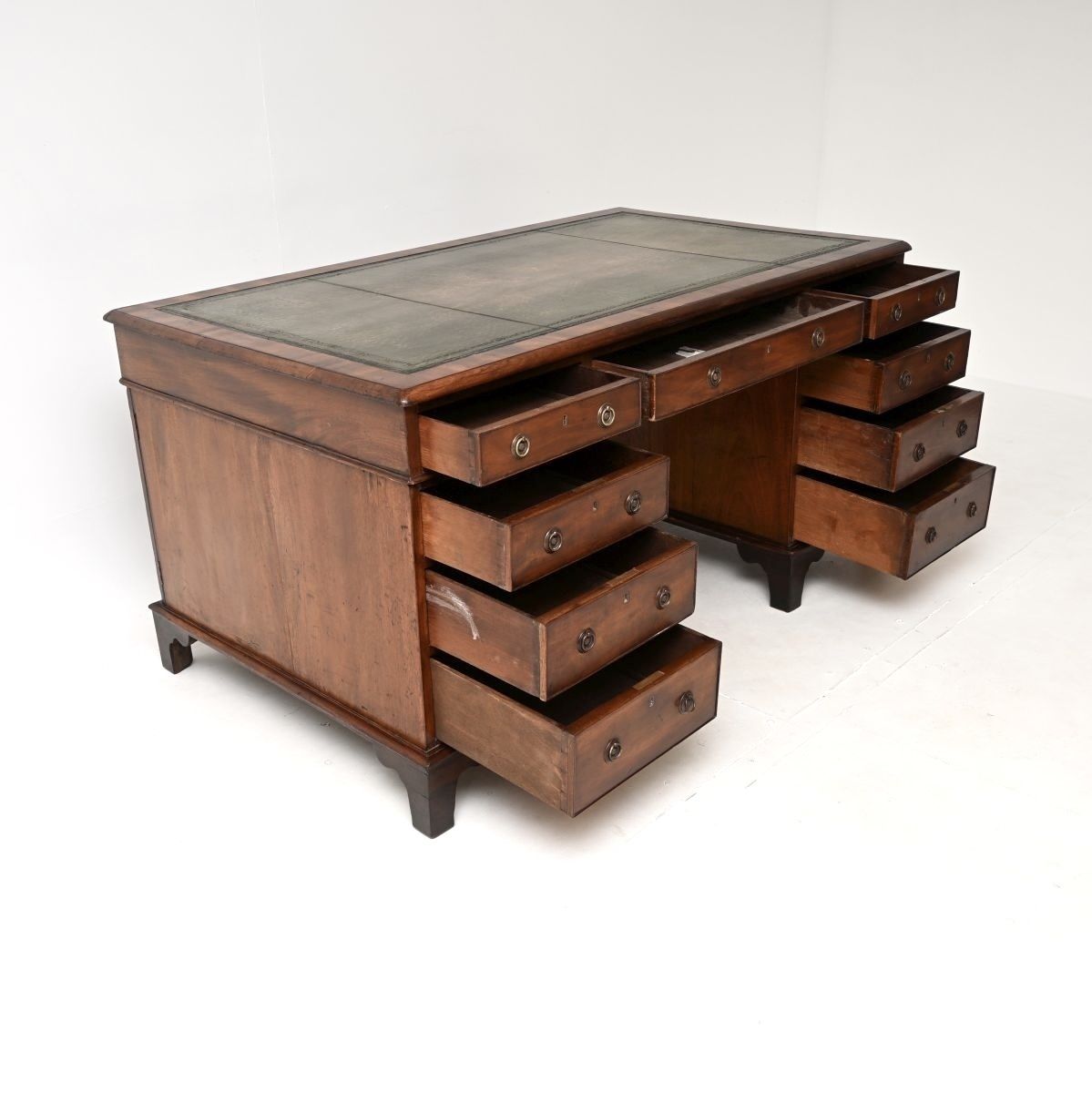 photo furniture Antique Georgian Period Mahogany Leather Top Partners Desk