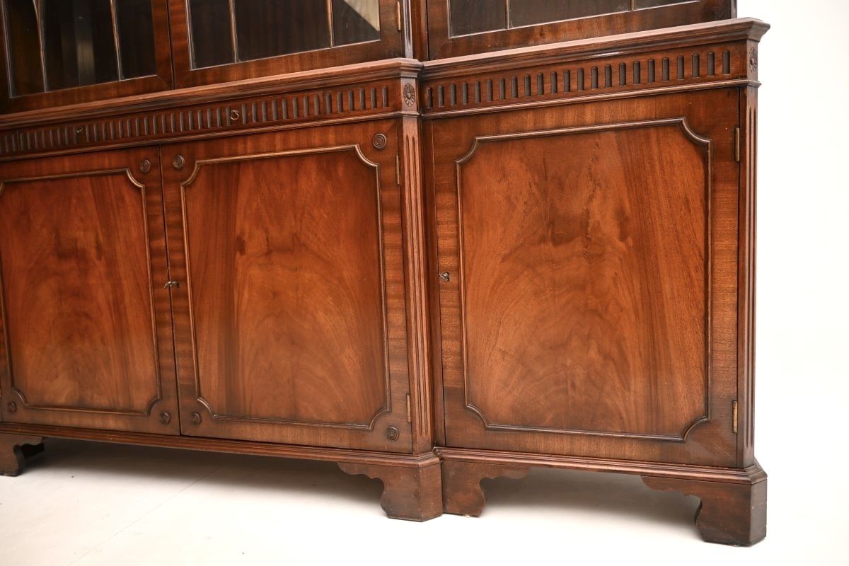 Antique Georgian Style Mahogany Breakfront Bookcase photo Furniture