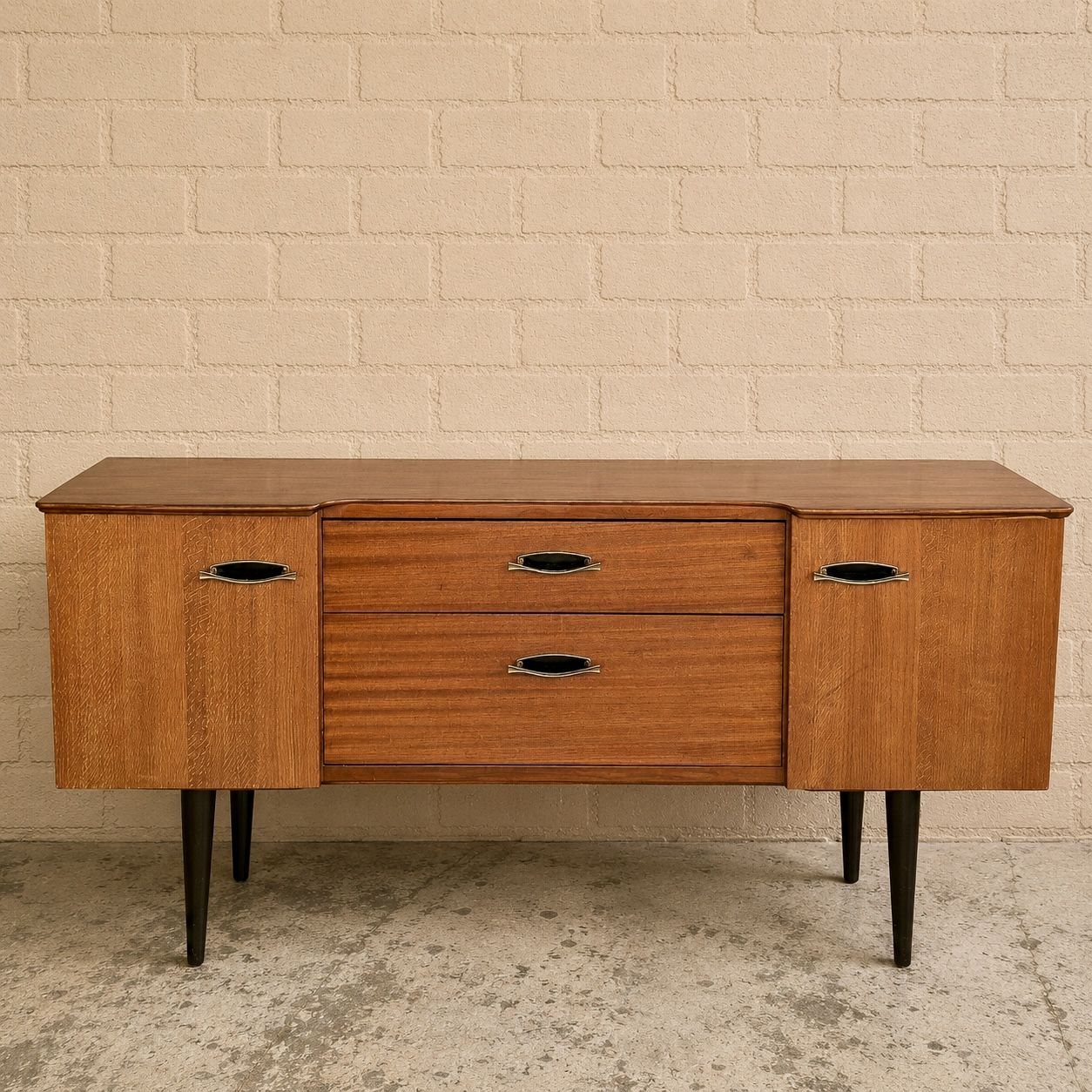 Harris Lebus Mid Century Teak & Oak Compact Sideboard
