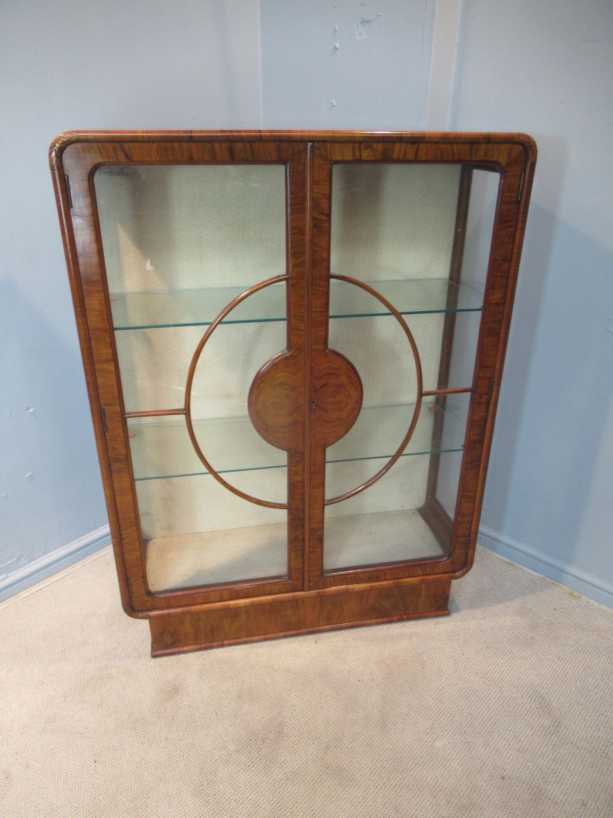 Art   Deco Period Walnut Display Cabinet photo furniture