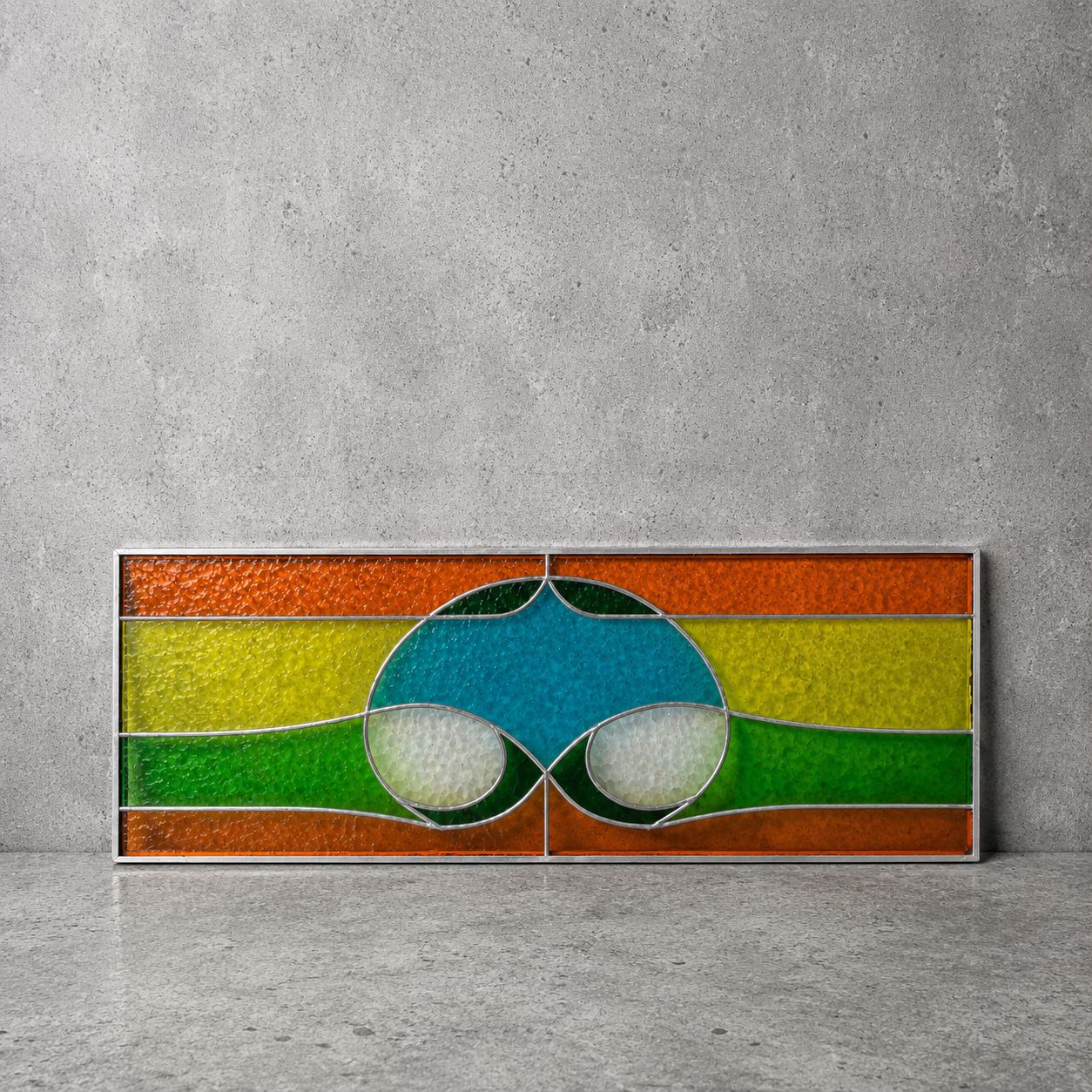 1950s Abstract Vibrant Stained Glass Leaded Window Panel photo buy