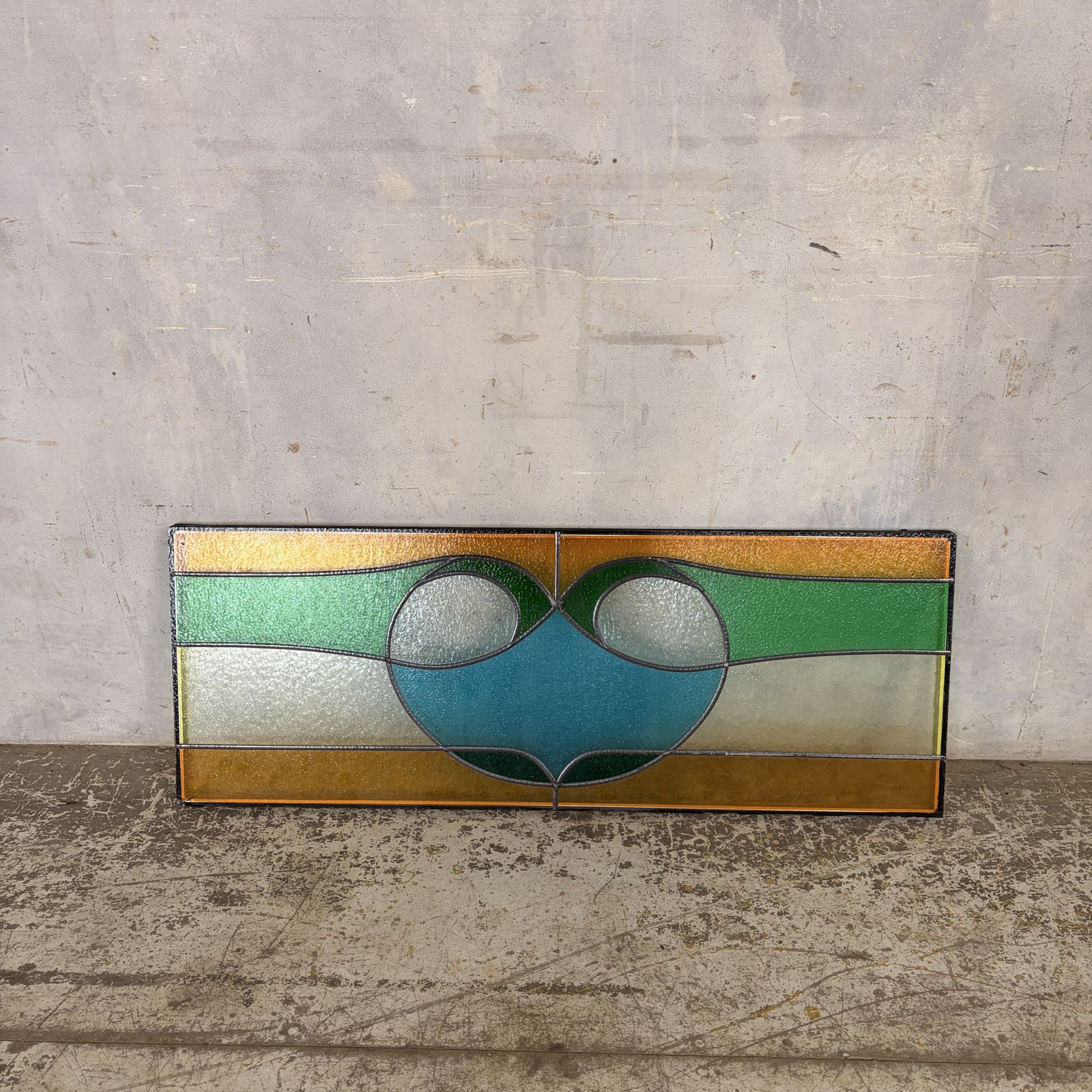 1950s Abstract Stained Glass Leaded Window Panel photo Home Fixtures