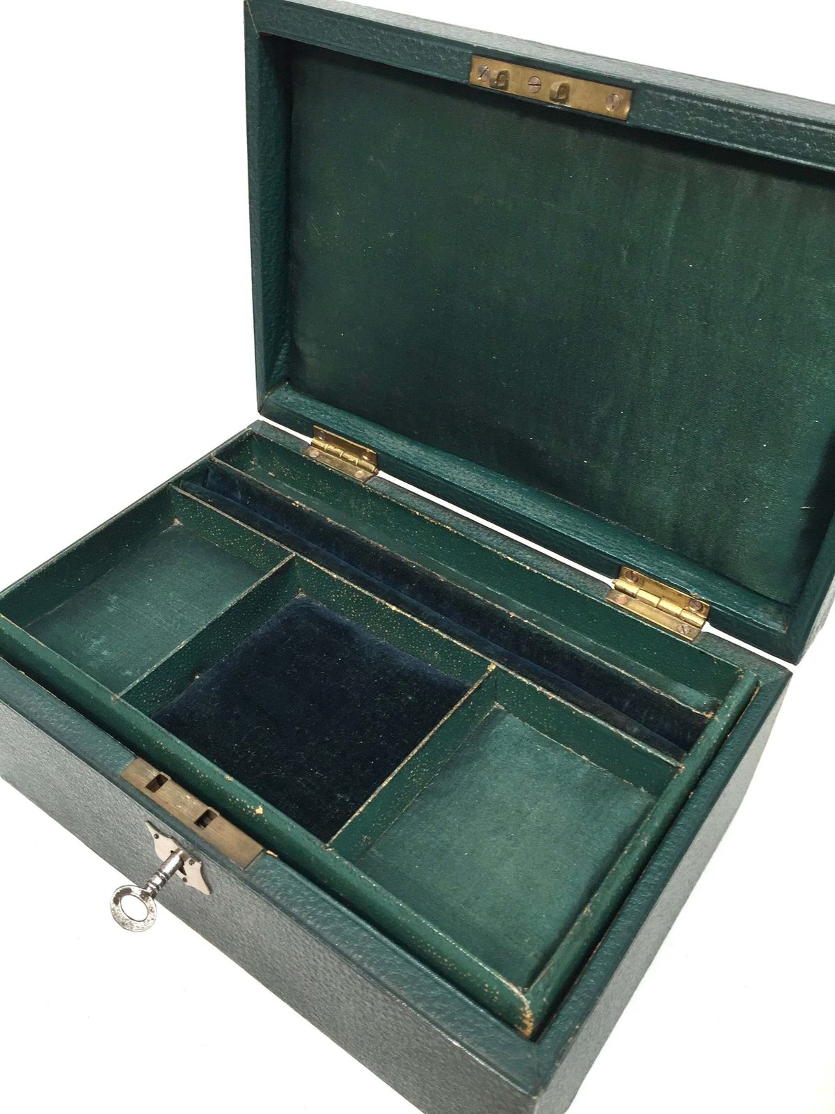 Antique Edwardian Leather Jewellery / Trinket Box With Key & Working Lock (C.1910) photo buy