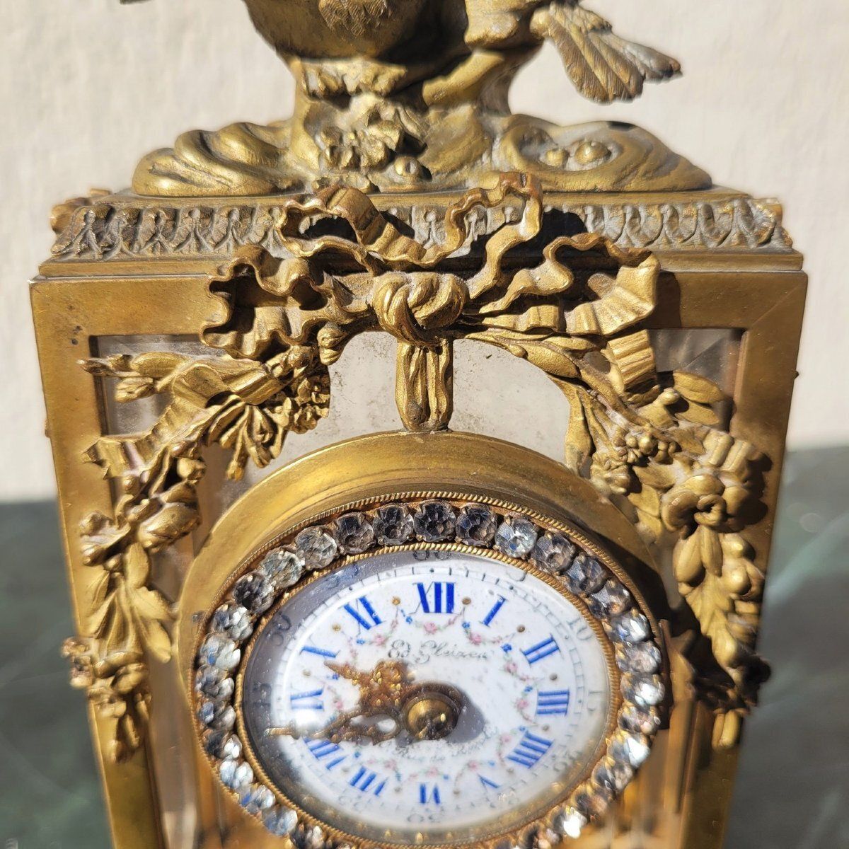 Louis XVI Style Clock In Bronze And White Marble, 19th Century photo Home Decor