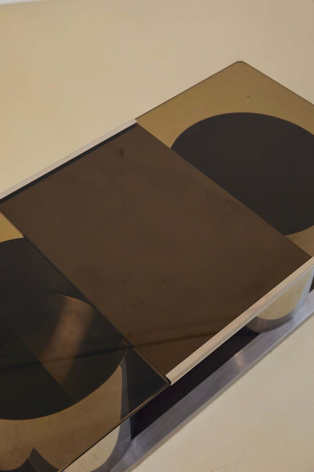 photo vinterior Chrome And Glass Coffee Table Forming Bar By Lodovico Acerbis