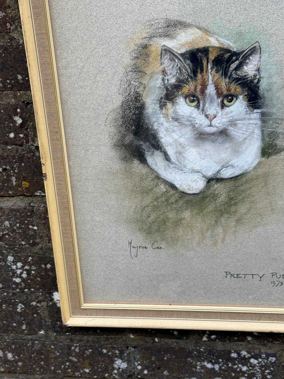 photo buy Original Marjorie Cox Pastel Portrait Of A Cat ‘Pretty Puss’ (1979) 43cm X 54cm