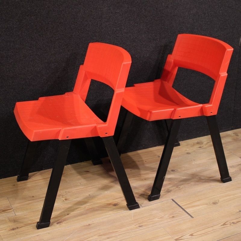 Paire de chaises City rouges par Lucci & Orlandini pour Lamm photo 900.0
