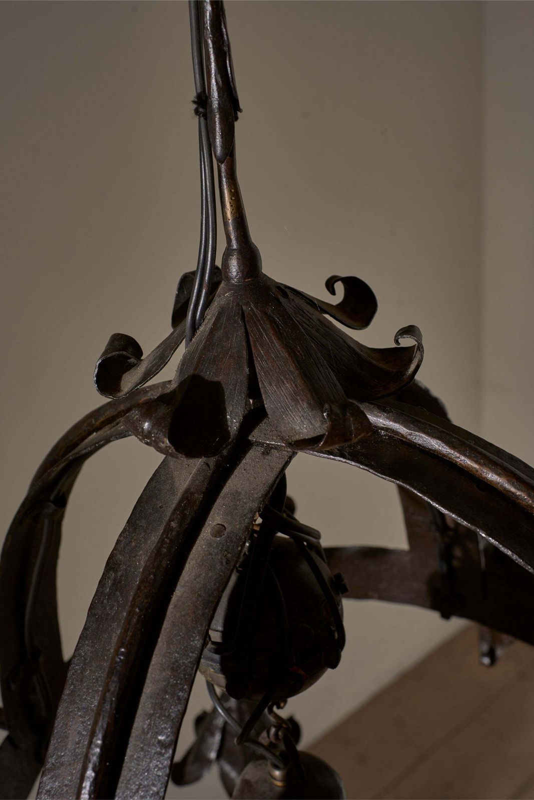 Early 20th Century Estate Made Blacksmith Hanging Light photo for sale