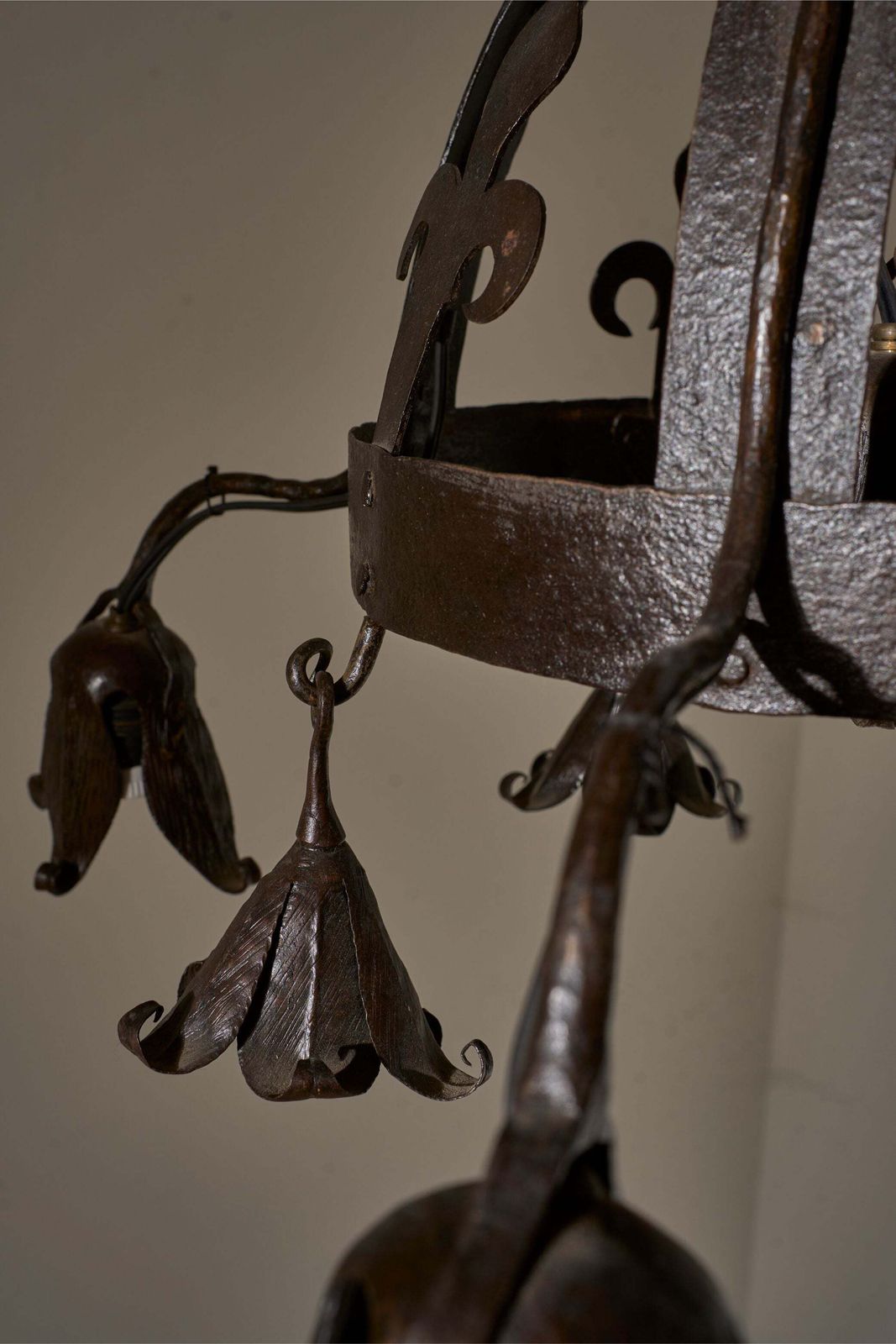 Early 20th Century Estate Made Blacksmith Hanging Light photo buy