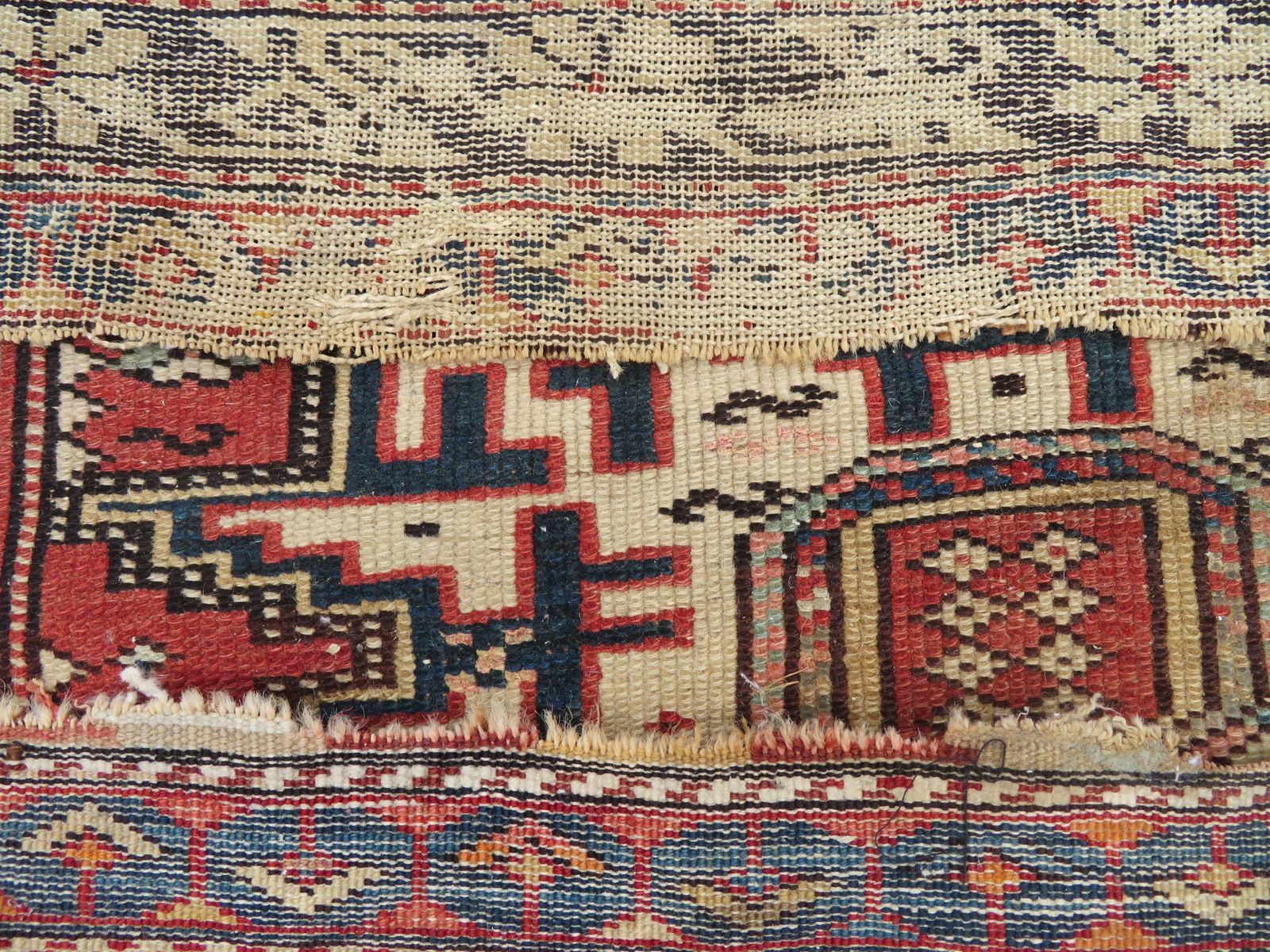 photo for sale Distressed Antique Caucasian Daghestan Rug. 132cm X 102cm