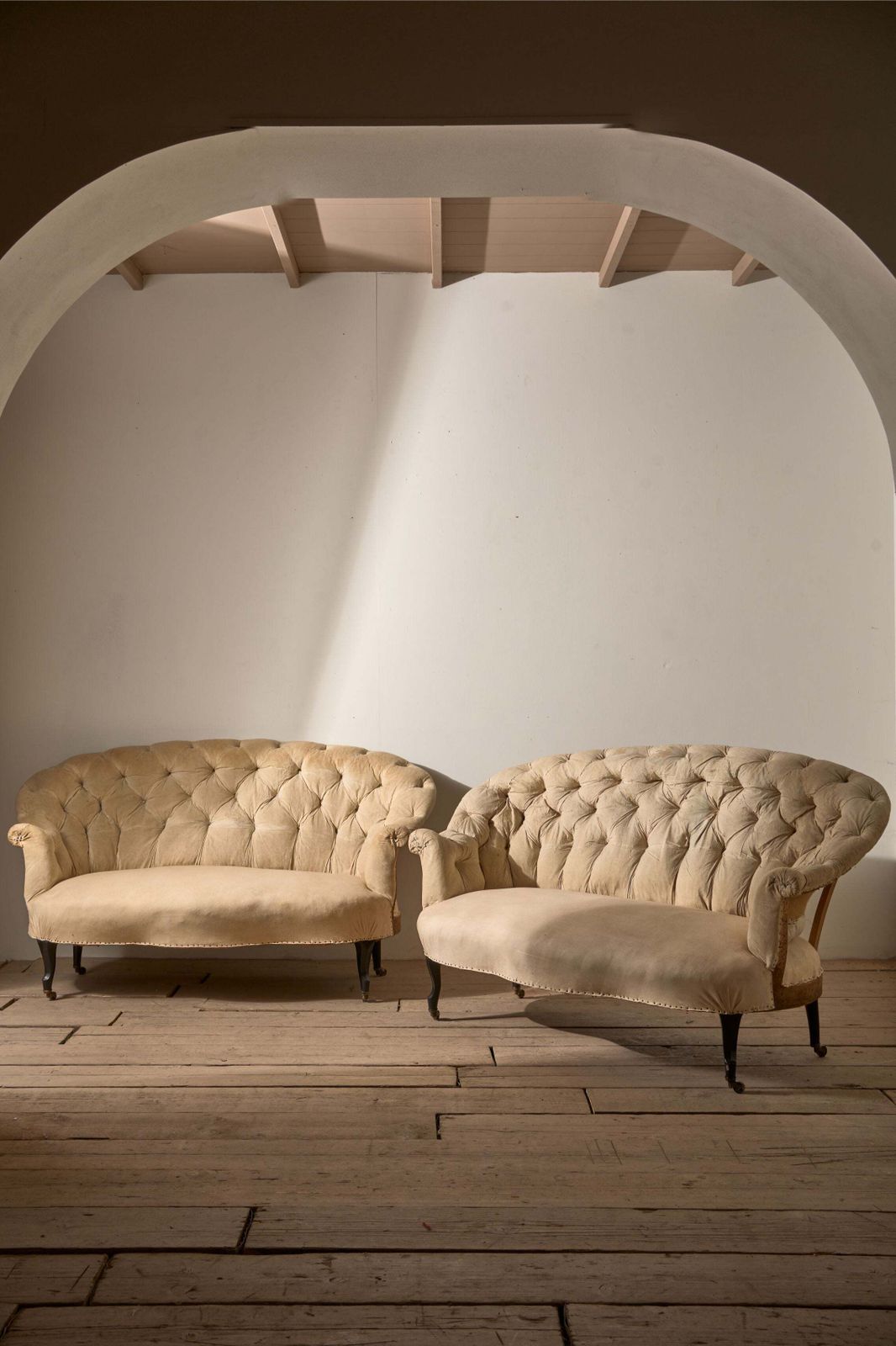 Rare Pair Of Napoleon III Buttoned Back Sofas