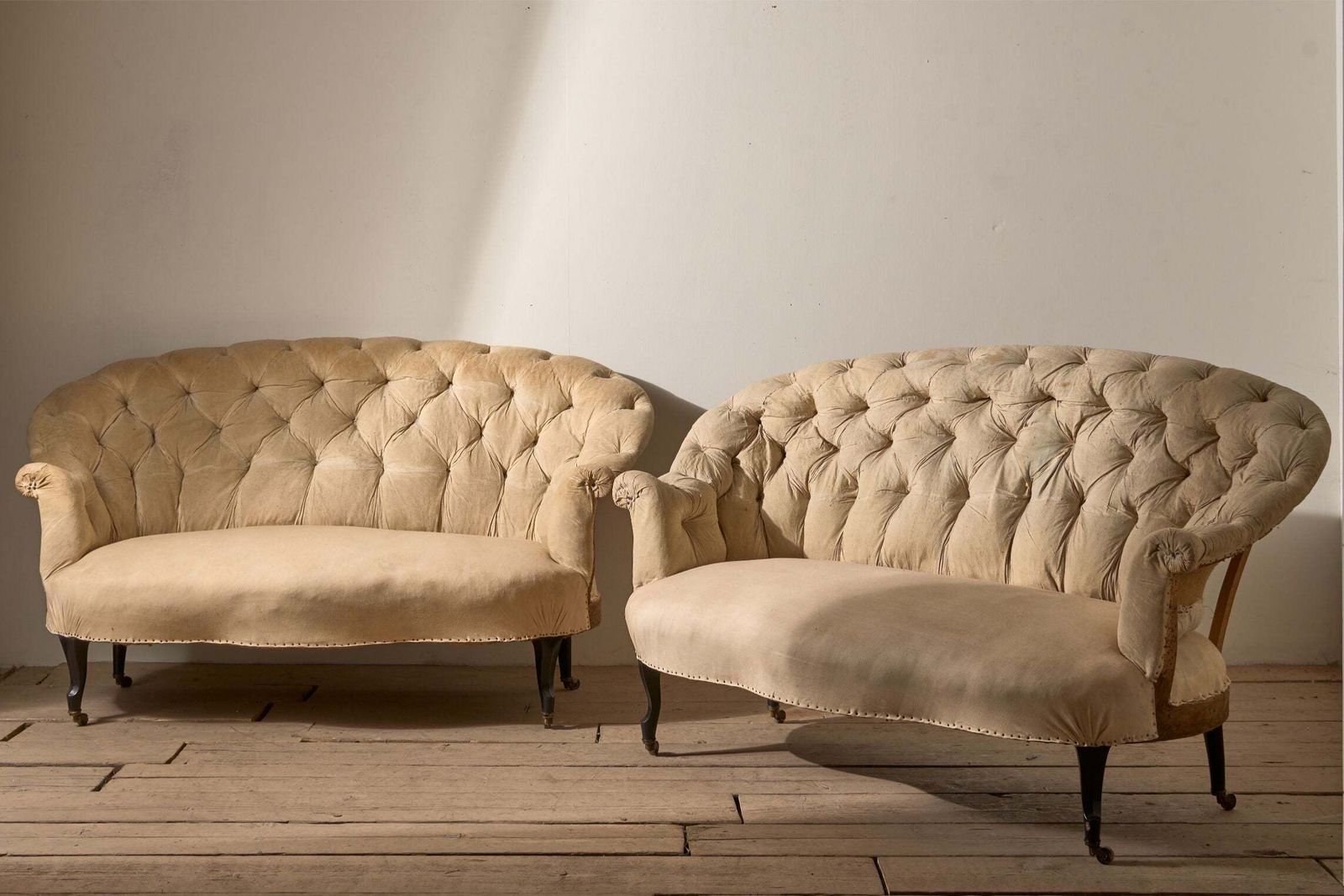 Rare Pair Of Napoleon III Buttoned Back Sofas photo for sale