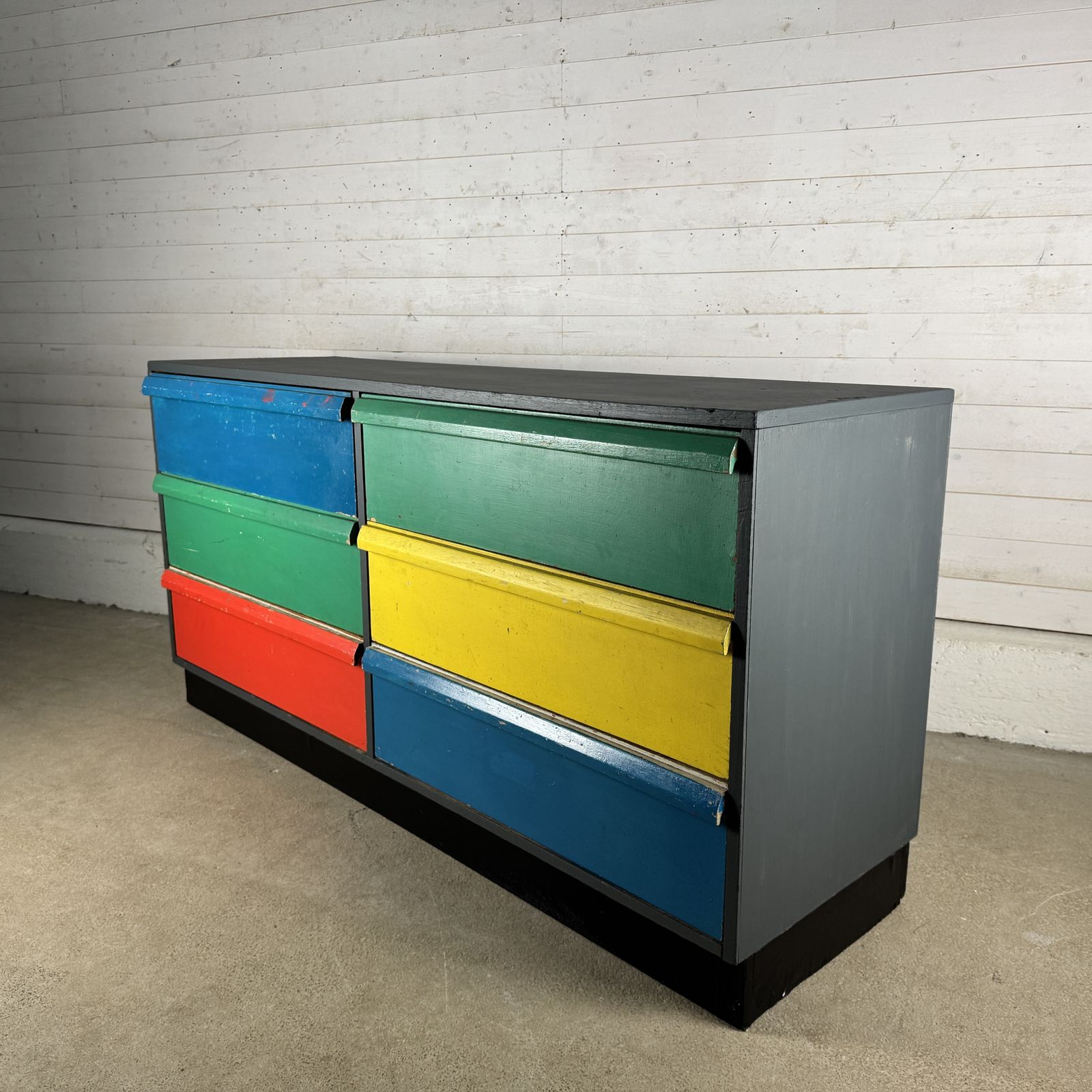 Vintage Painted School Drawers Unit