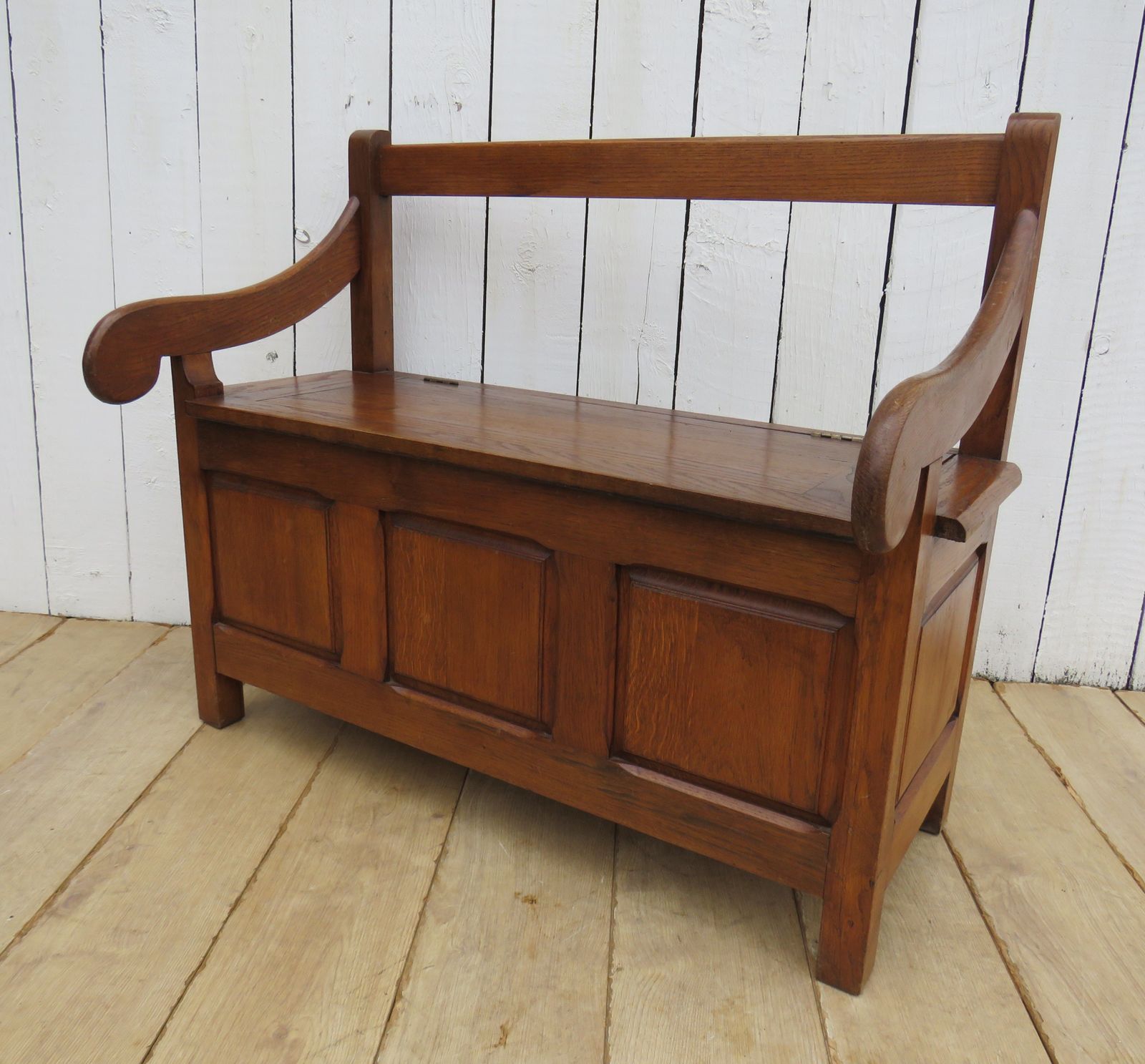 1930's Oak Hall Bench photo vintage