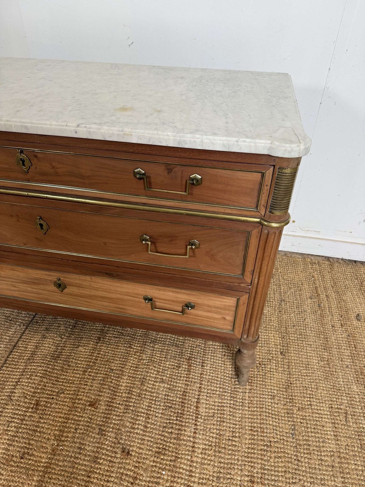 Furniture Louis XVI Style Scrubbed Mahogany Commode  Chest Of Drawers photo