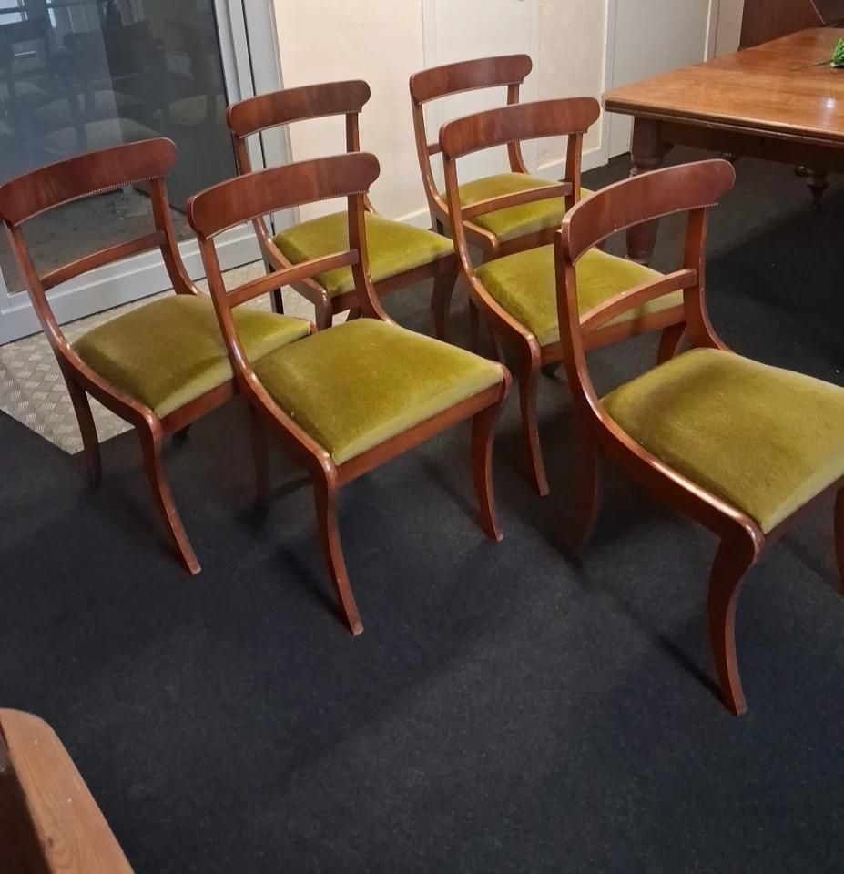 Antique Late Victorian Early Edwardian Dining Table With Six Chairs photo vintage