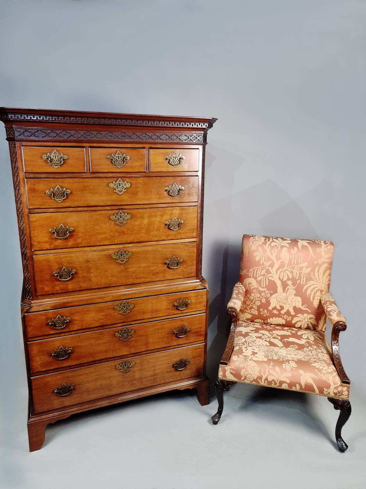 Beautiful Dated “Chippendale” George III Chest On Chest C.1760 photo furniture