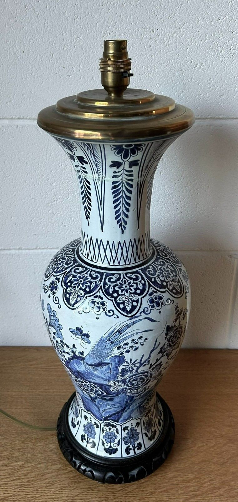 Chinese Oriental Vintage Hand Painted Lamp Hand Painted Blue & White Lamp photo 65.0