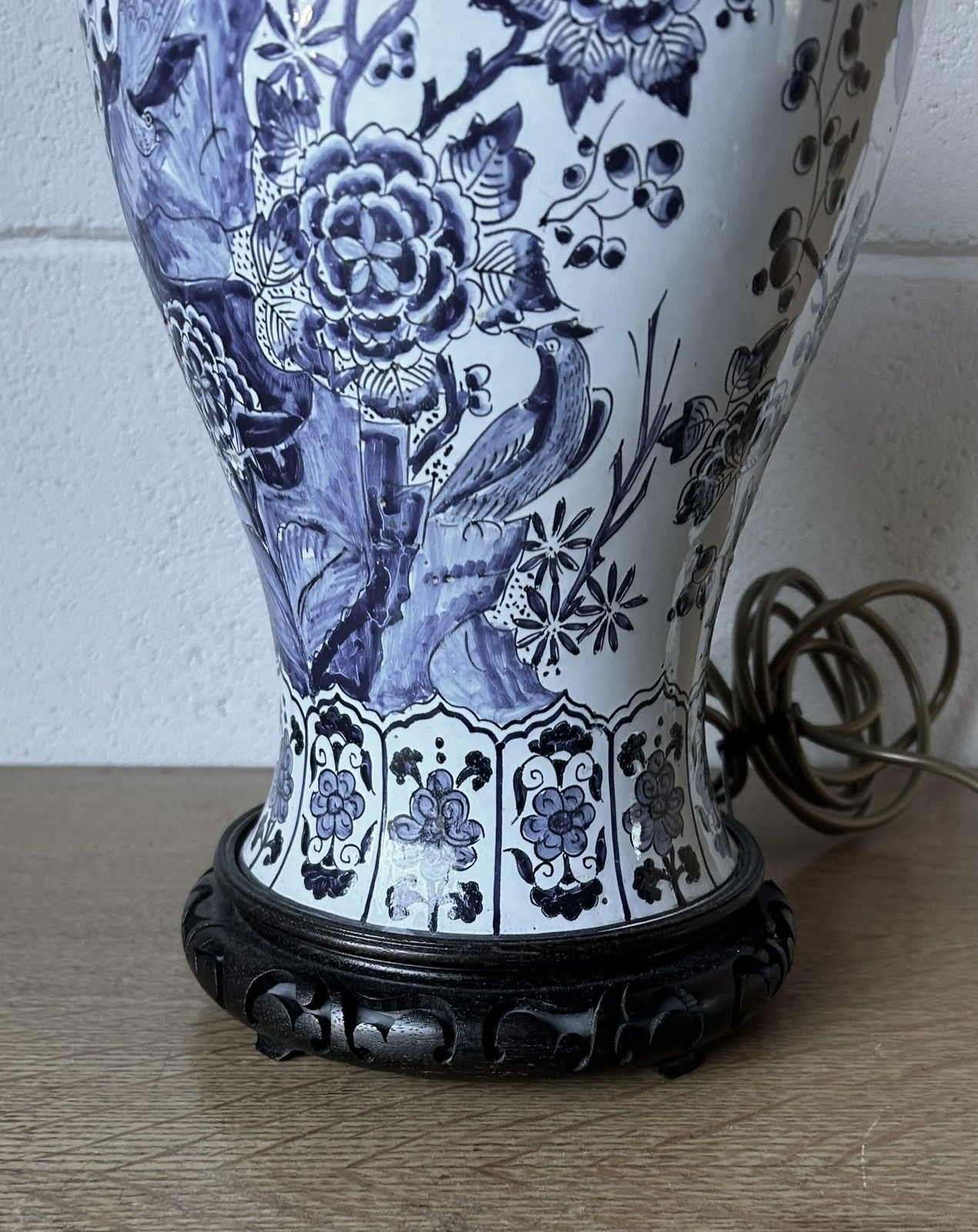 photo vinterior Chinese Oriental Vintage Hand Painted Lamp Hand Painted Blue & White Lamp