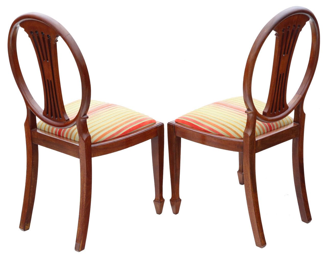 Antique Quality Pair Of Georgian Revival Inlaid Mahogany Dining Side Hall Bedroom Chairs C1910 photo furniture