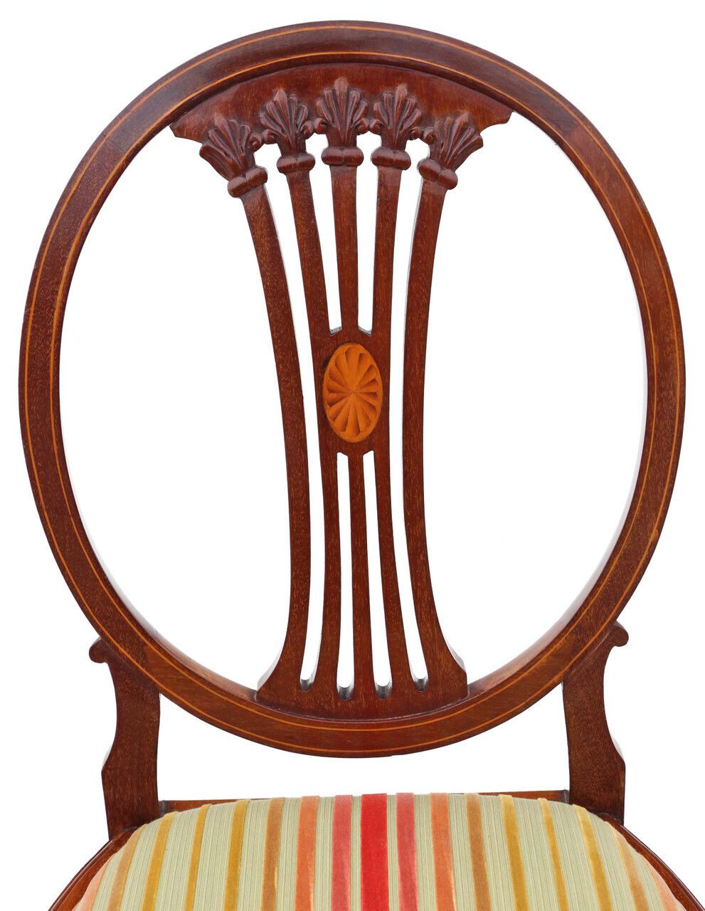Antique Quality Pair Of Georgian Revival Inlaid Mahogany Dining Side Hall Bedroom Chairs C1910 photo for sale
