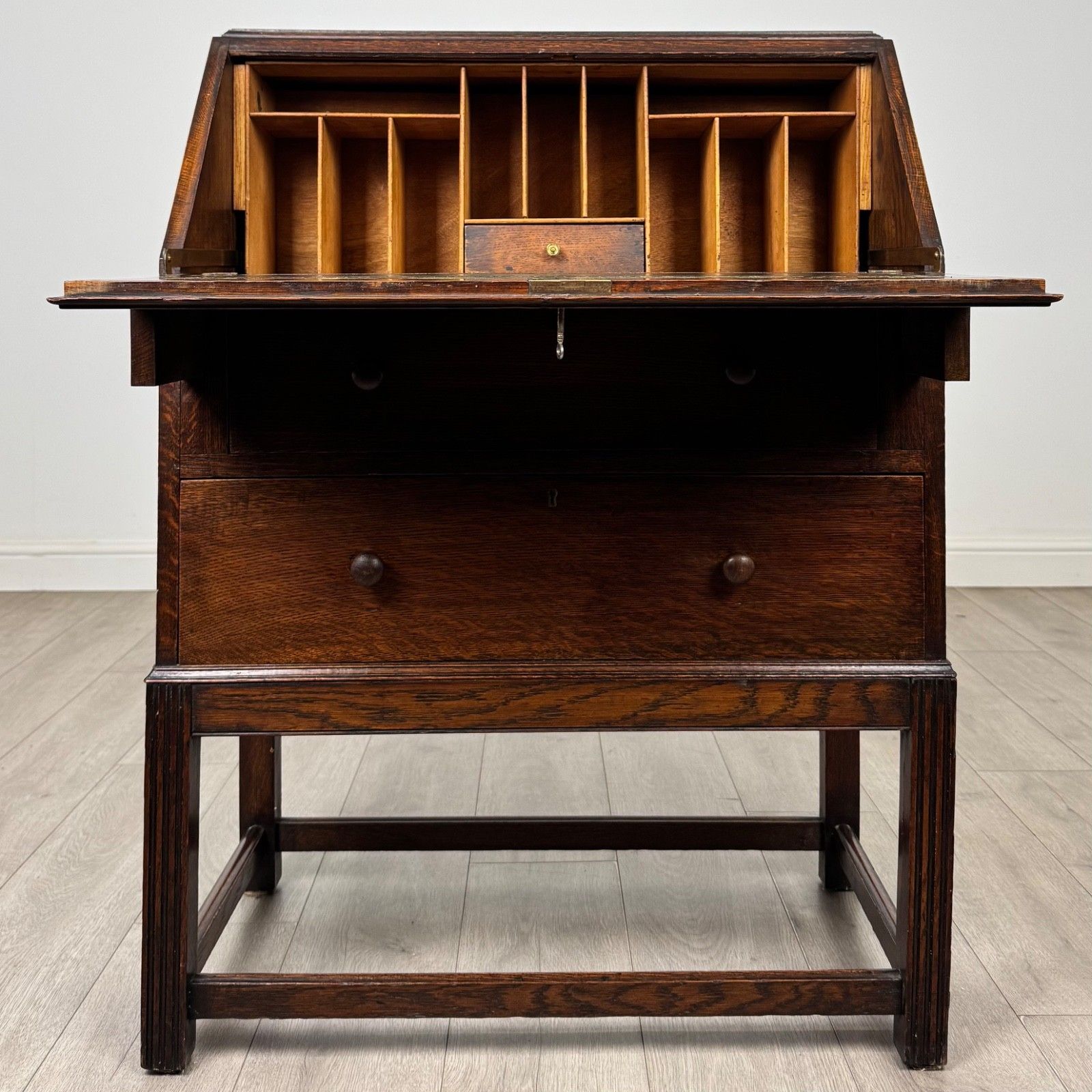 Antique 20th Century Jacobean Style Bureau In Oak ( Af 5913 ) photo furniture