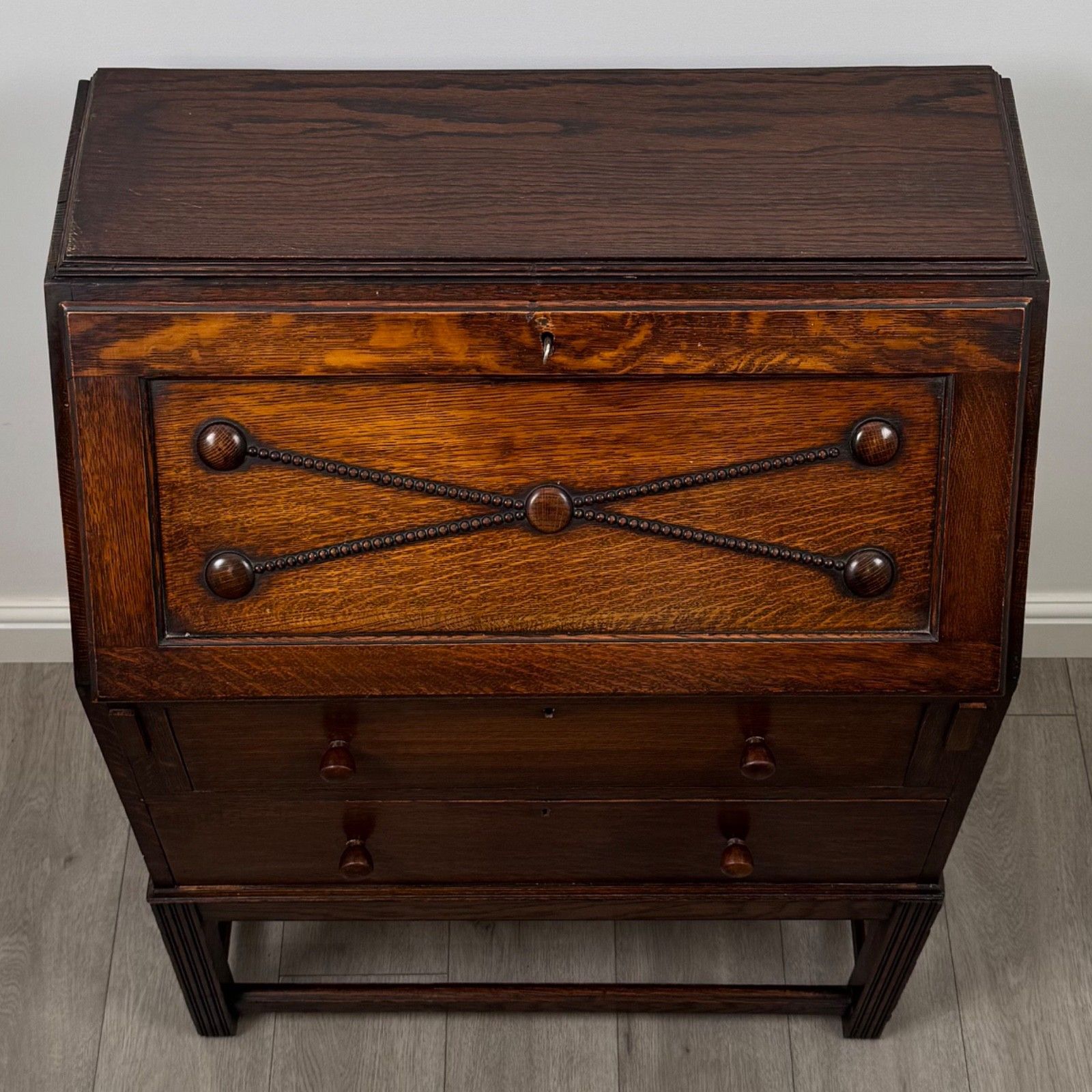 photo for sale Antique 20th Century Jacobean Style Bureau In Oak ( Af 5913 )