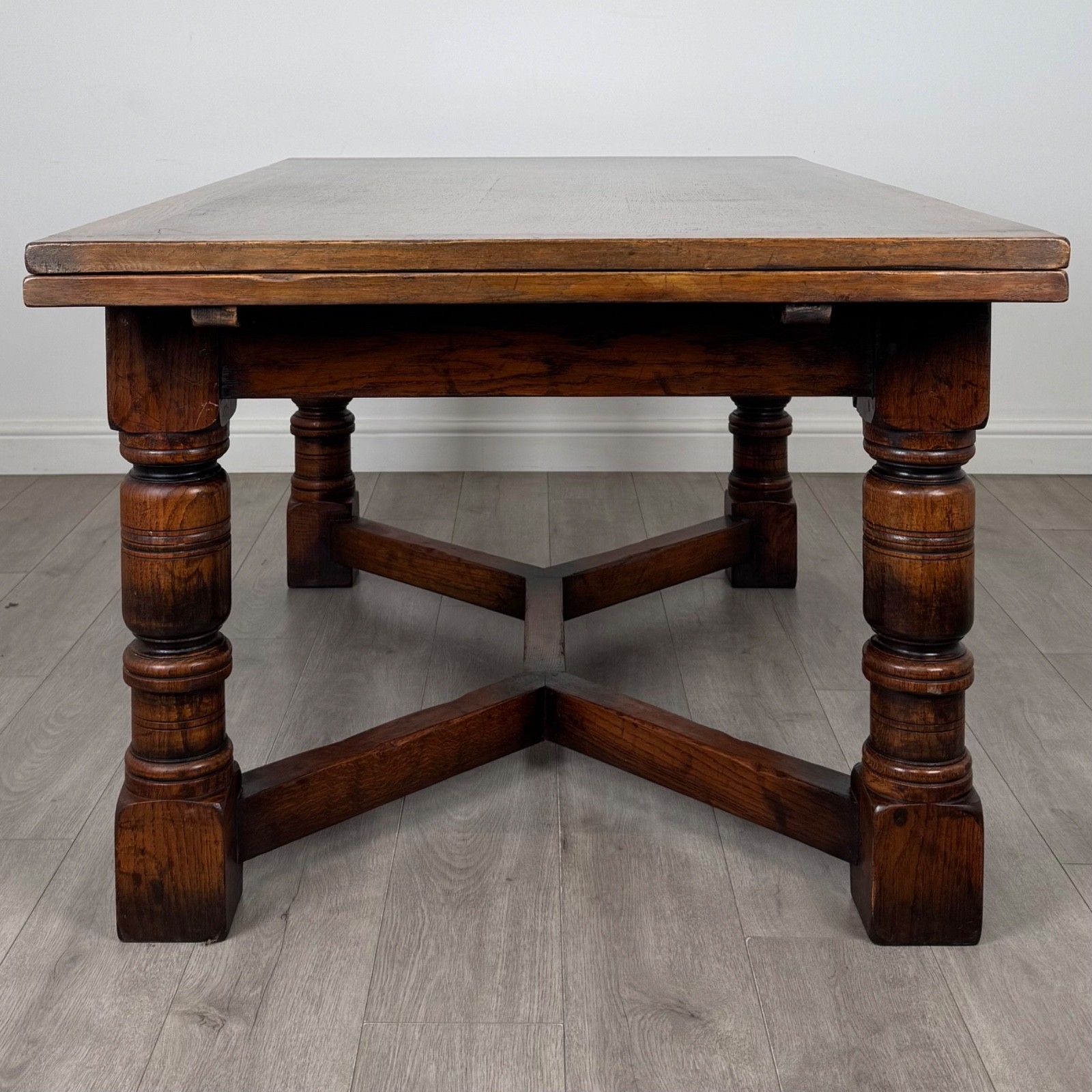 Antique 20th Century Edwardian Draw Leaf Dining Table In Oak ( Af 5908 ) photo Furniture