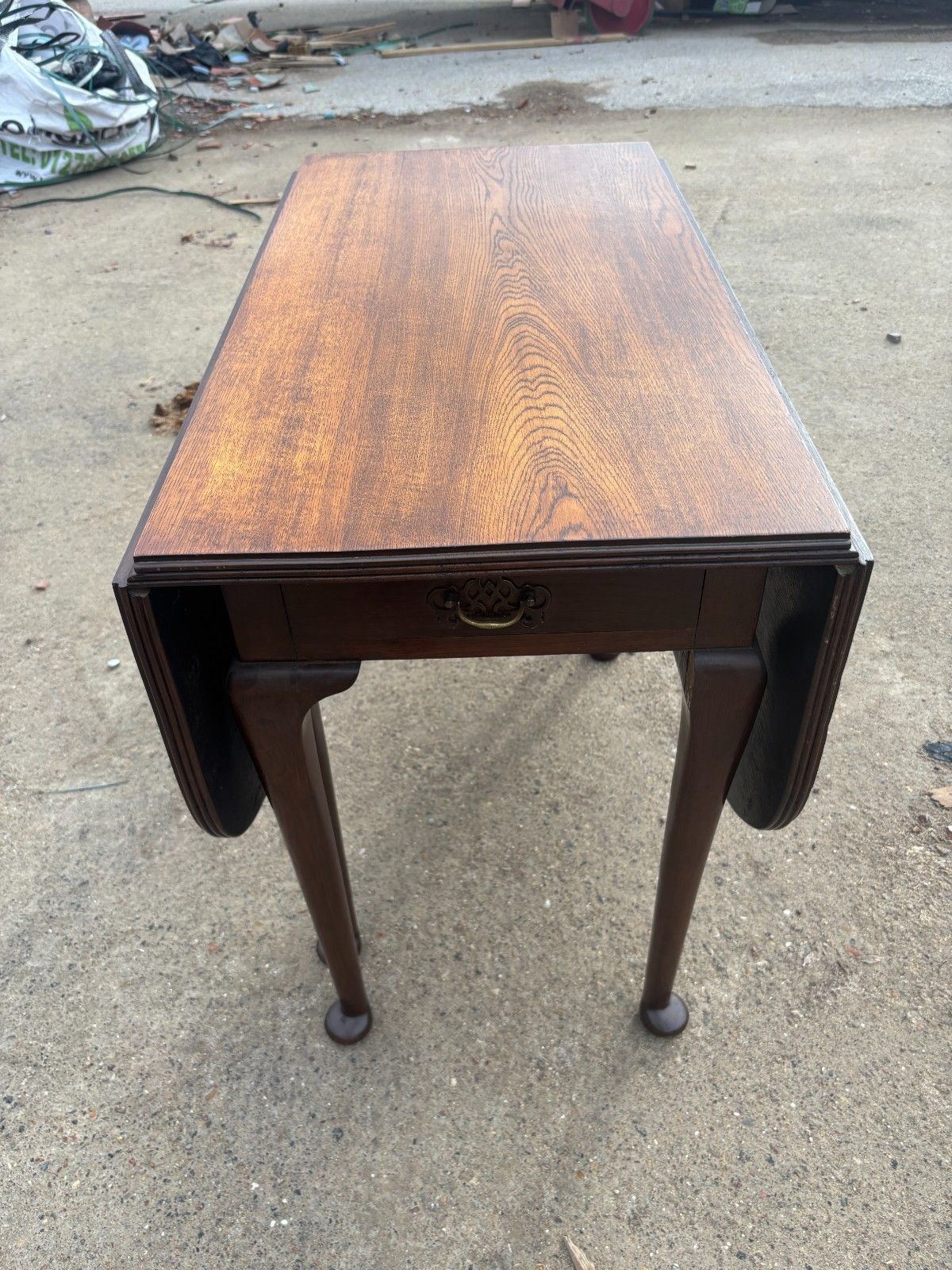 Antique Georgian Mahogany Drop Leaf Table With Two Drawers photo for sale