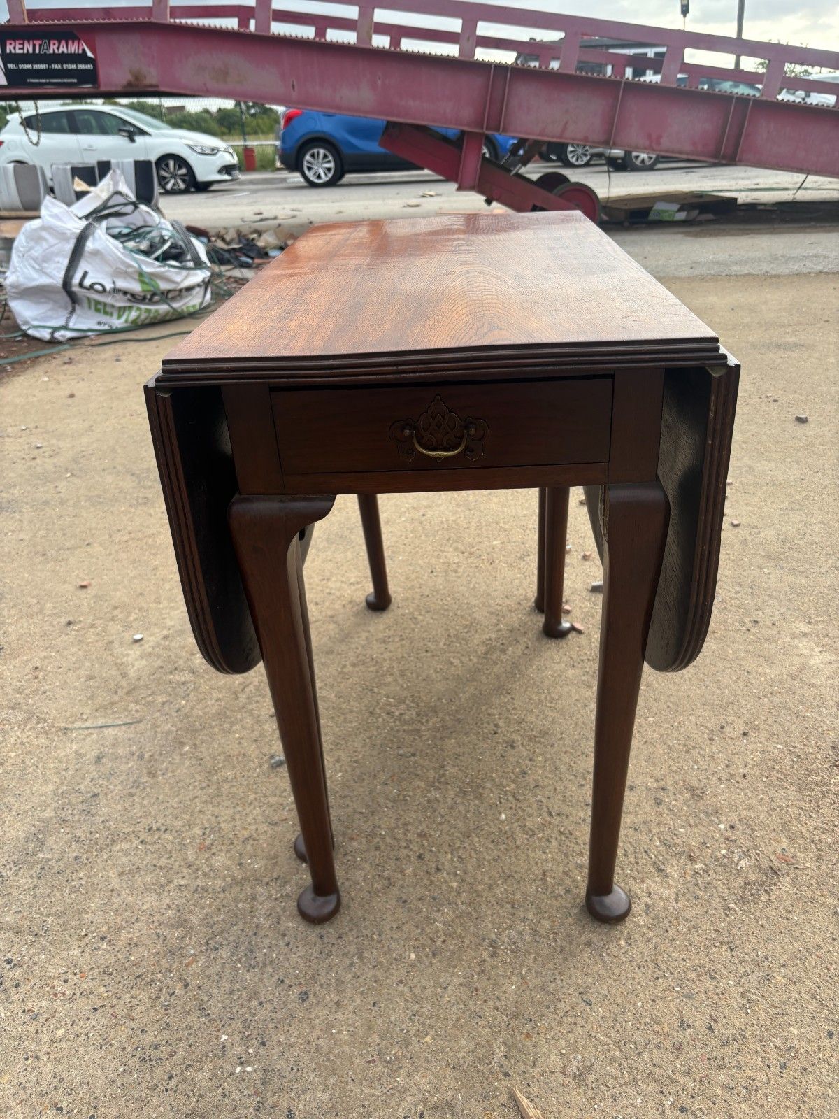 Antique Georgian Mahogany Drop Leaf Table With Two Drawers photo Furniture