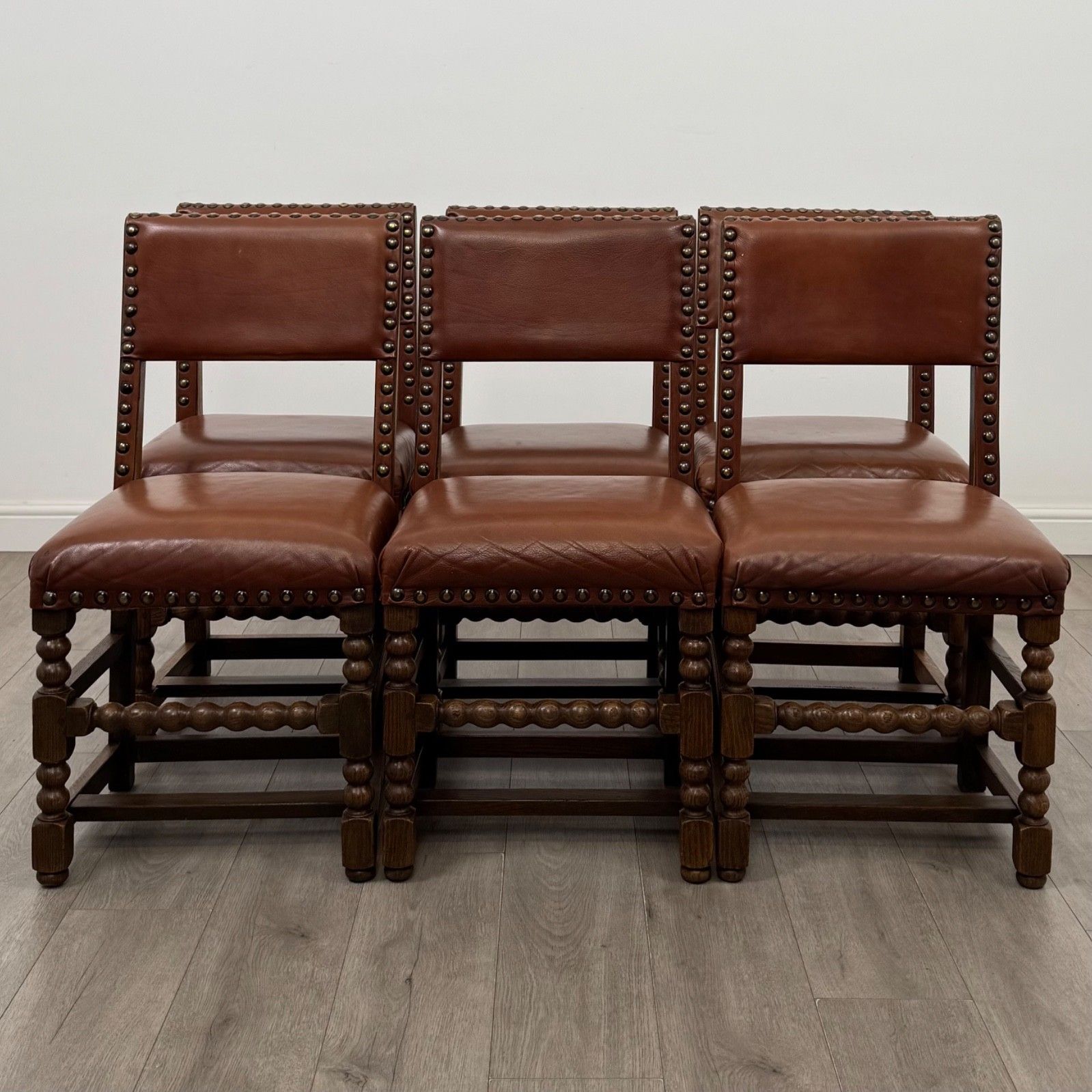 Antique 20th Century Edwardian Set Of 6 Dining Chairs In Oak ( Af 5910 )