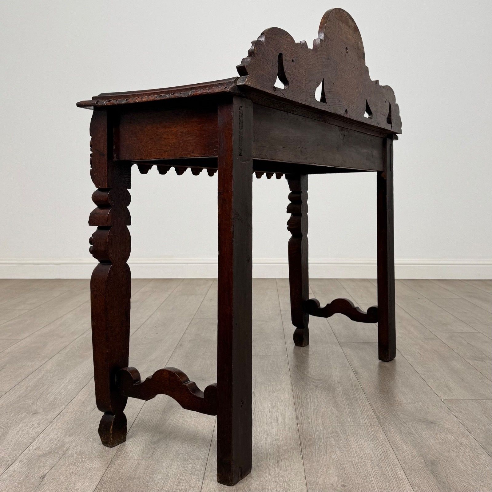 Antique 19th Century Carved Oak Victorian Side Table ( Af 5888 ) photo Furniture