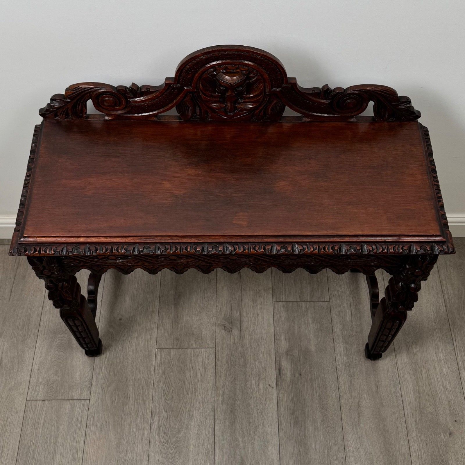 photo furniture Antique 19th Century Carved Oak Victorian Side Table ( Af 5888 )