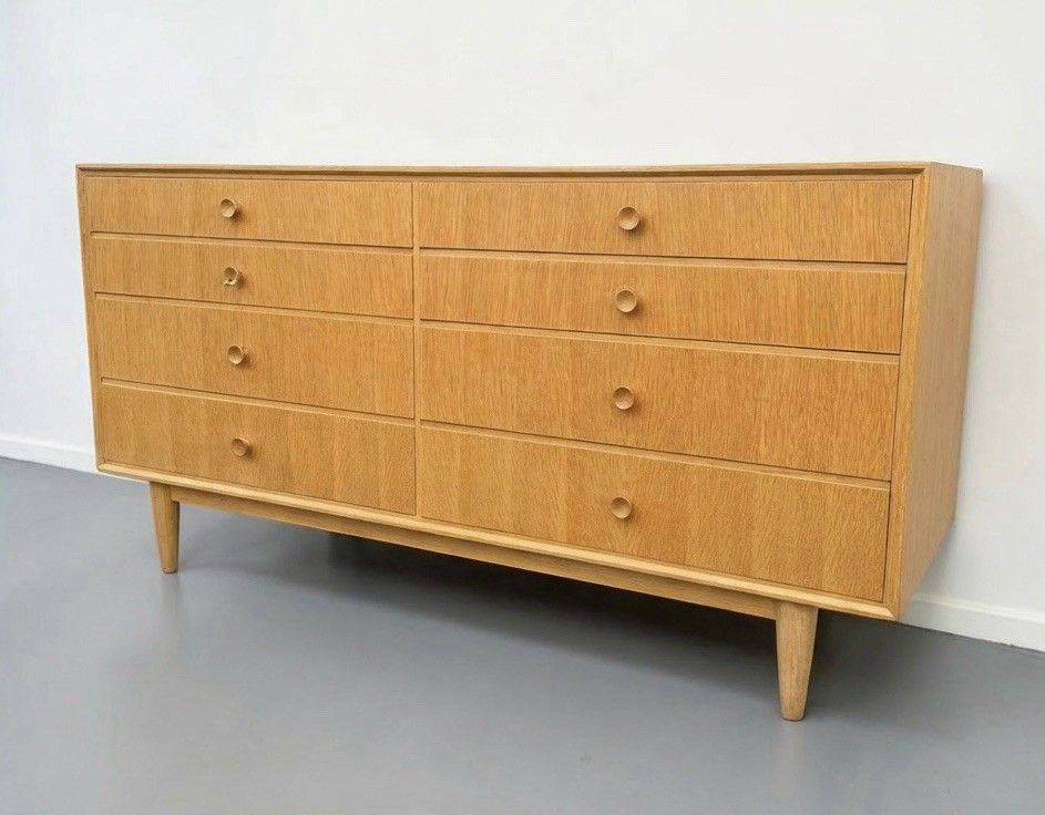 Meredew Light Oak Chest Of Drawers Wide Boy Rare Mid Century C1960s
