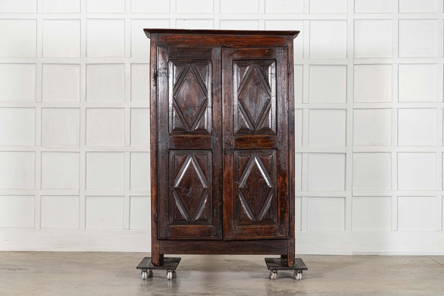 18thc French Povincial Ash Diamond Point Armoire