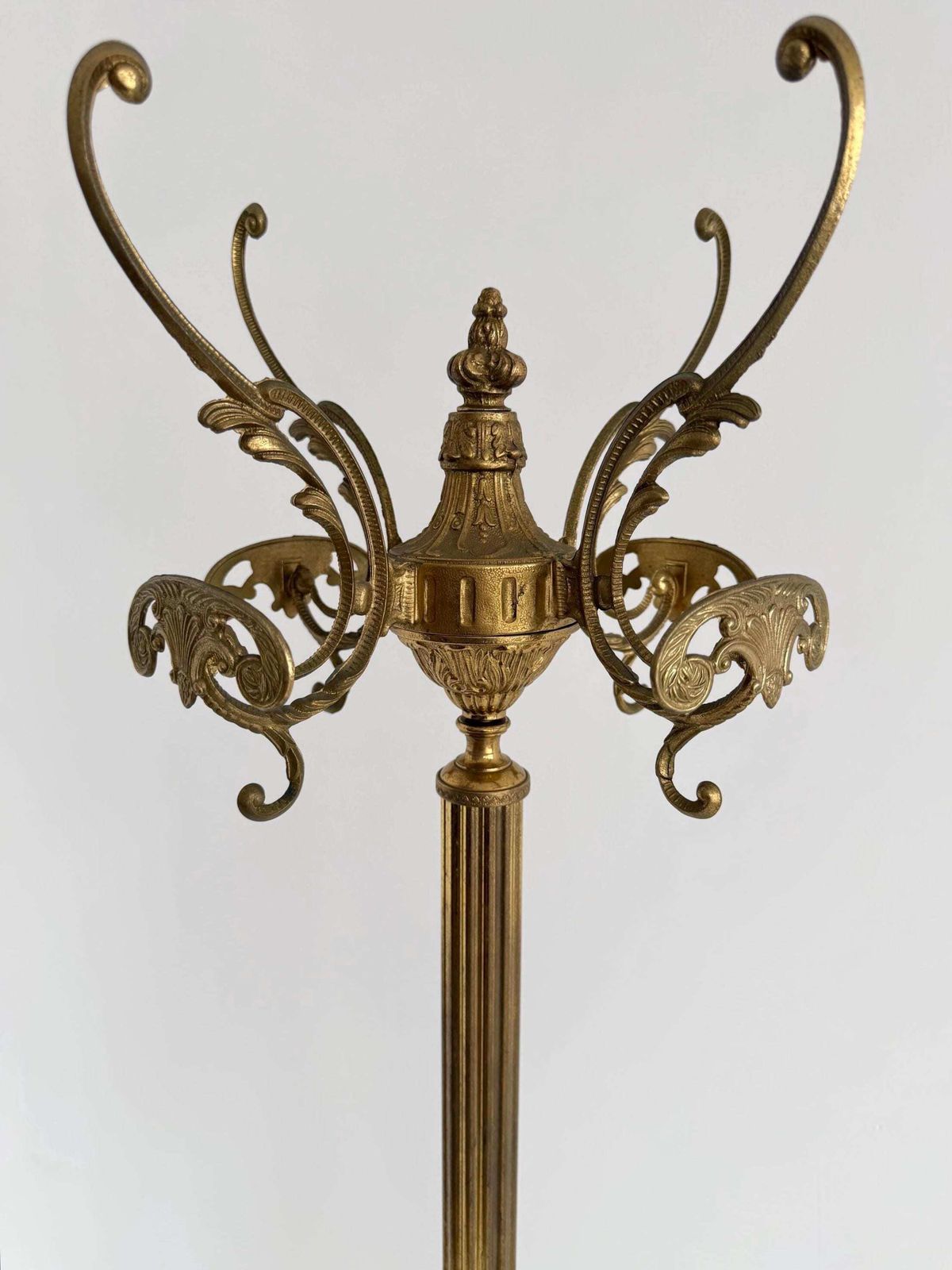 Vintage Brass Coat Rack With Rotating Crown And Decorative Three Leg Base photo buy
