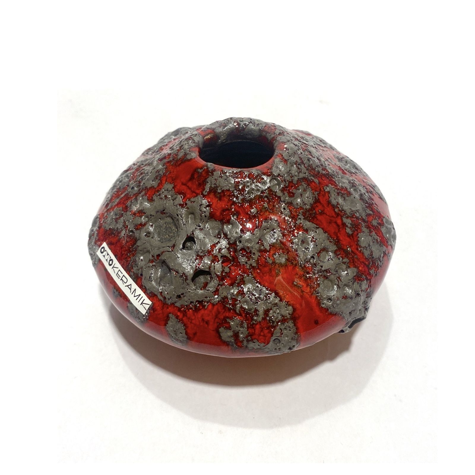 Otto Keramik 203 Vaas in Rood Fat Lava (11 cm dia), West-Duits Aardewerk Glazuur photo for sale