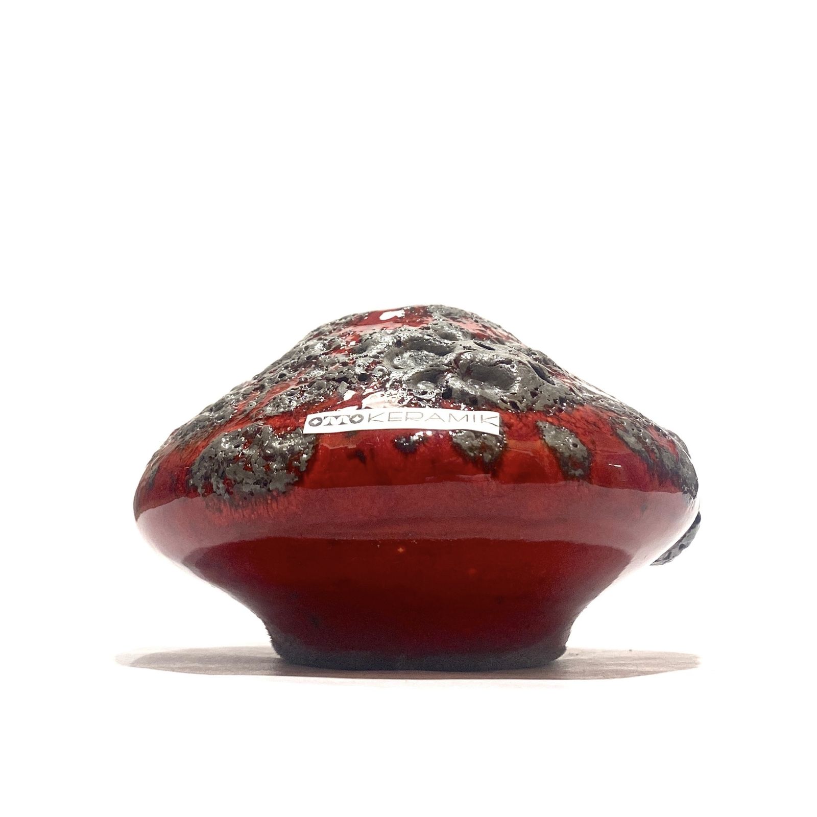 Otto Keramik 203 Vaas in Rood Fat Lava (11 cm dia), West-Duits Aardewerk Glazuur photo vinterior