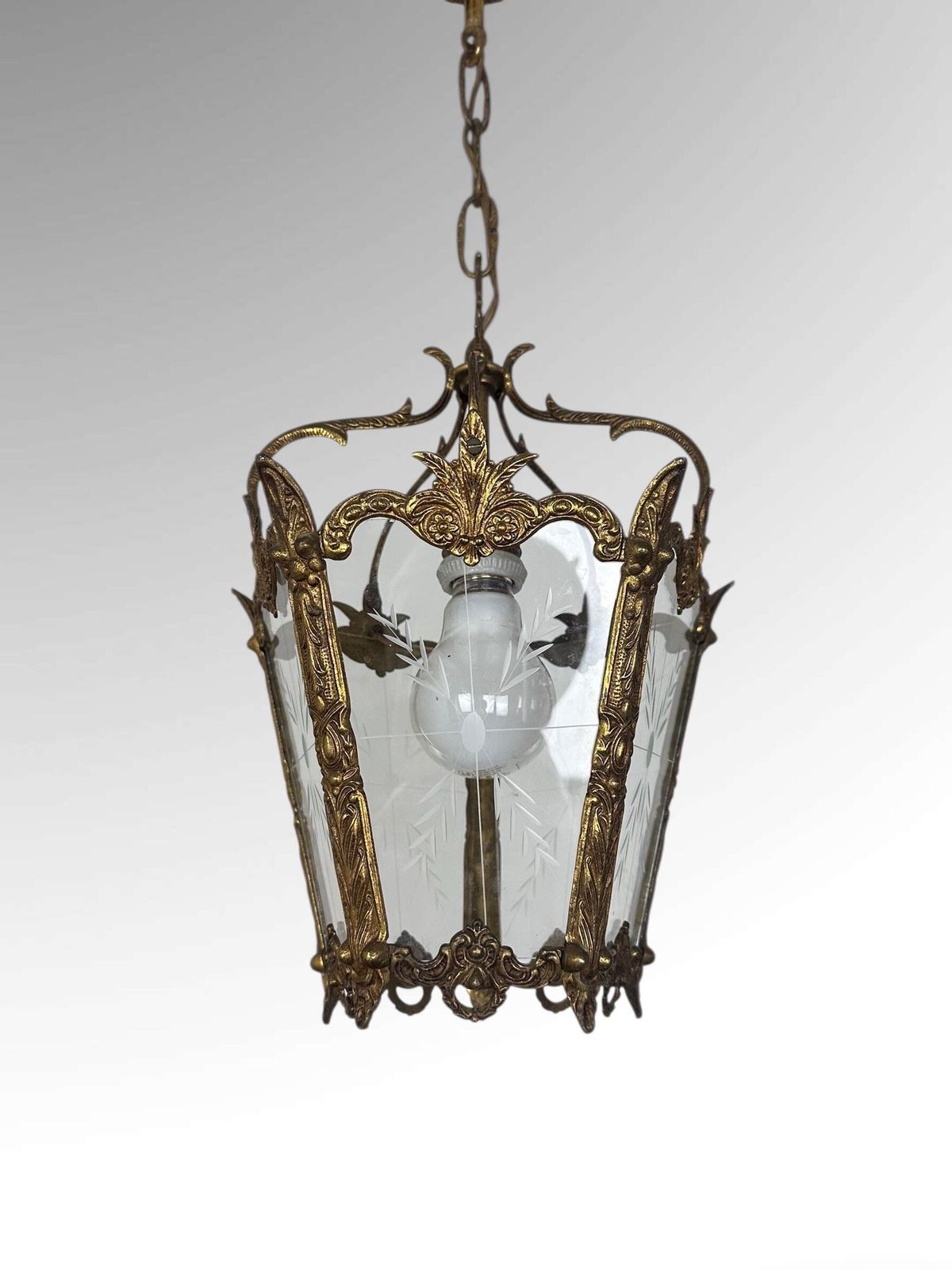 Antique Brass Hanging Lanterns Pair Ceiling Lights photo 395.0