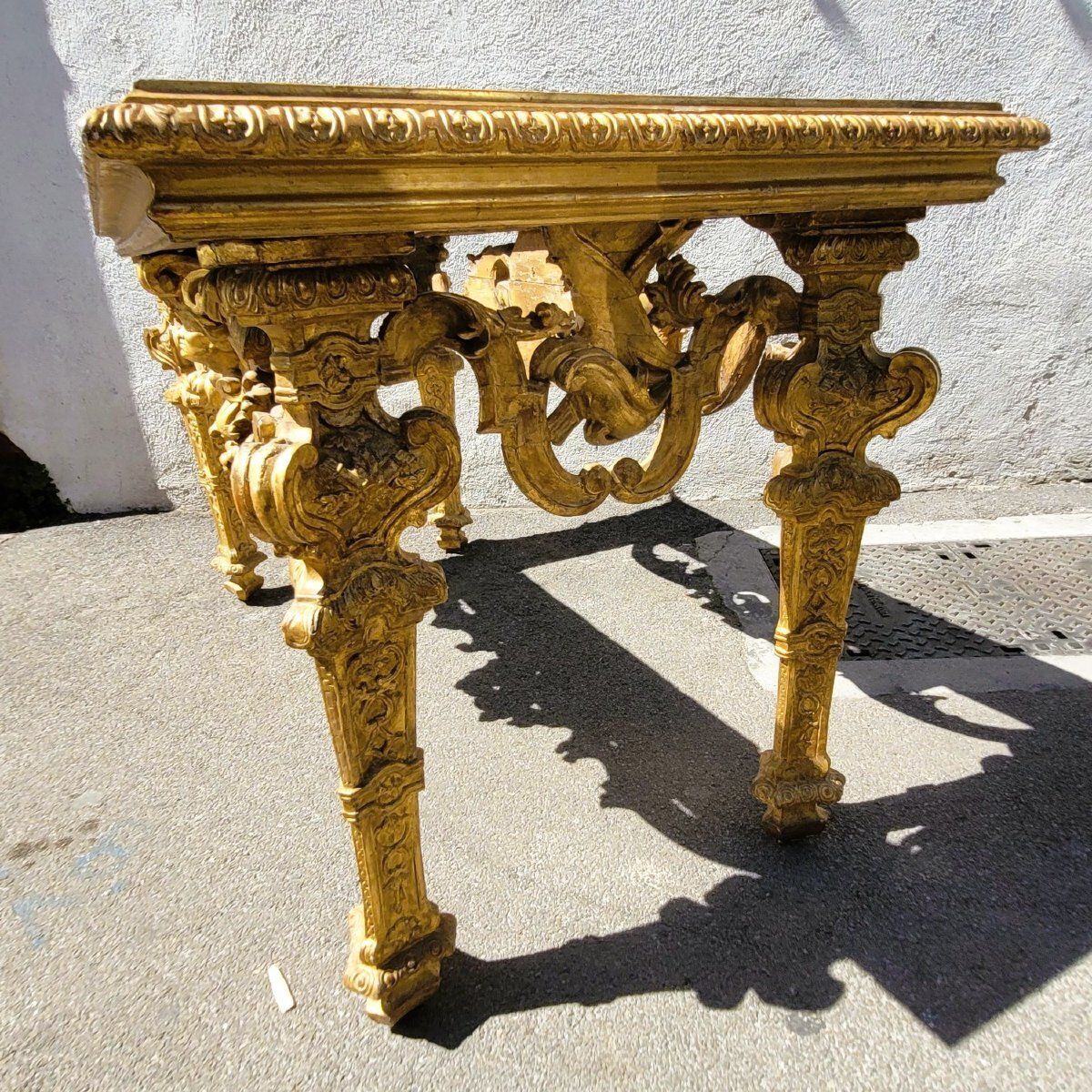 Grande table centrale, L. 158 cm, Piémont, époque Louis XIV photo vintage