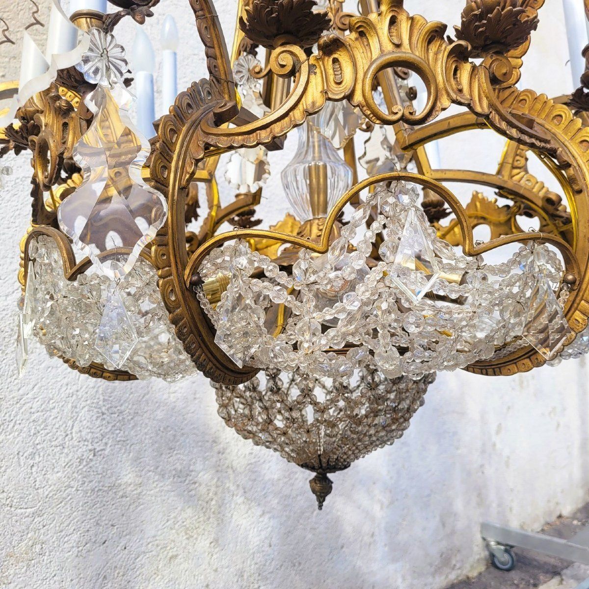 photo furniture Large Chandelier H130cm, Bronze And Crystal, Early 20th Century