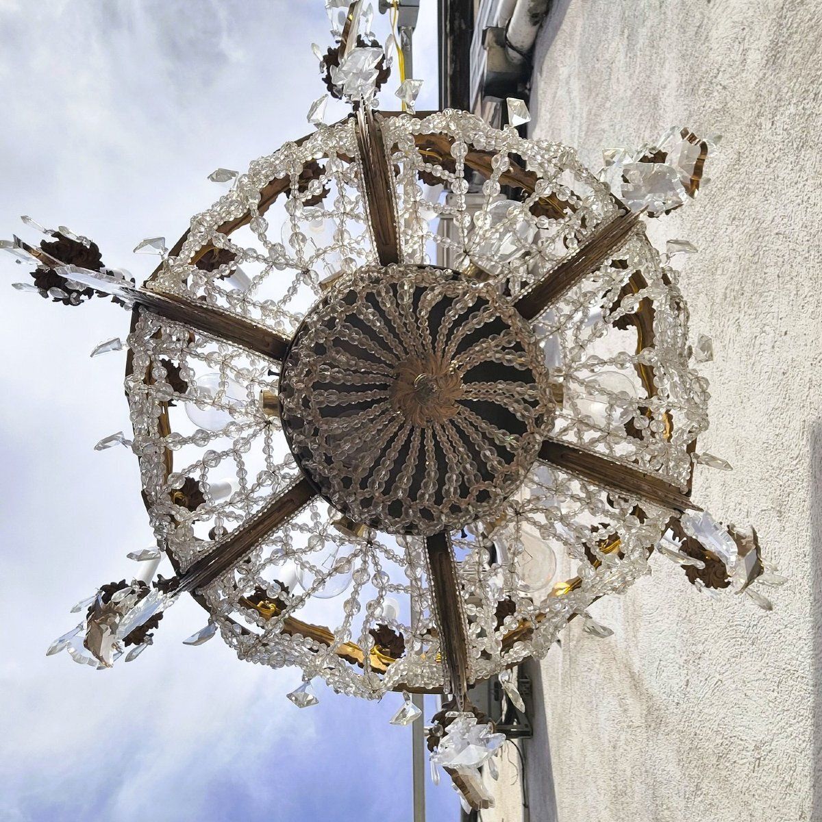 Lighting Large Chandelier H130cm, Bronze And Crystal, Early 20th Century photo