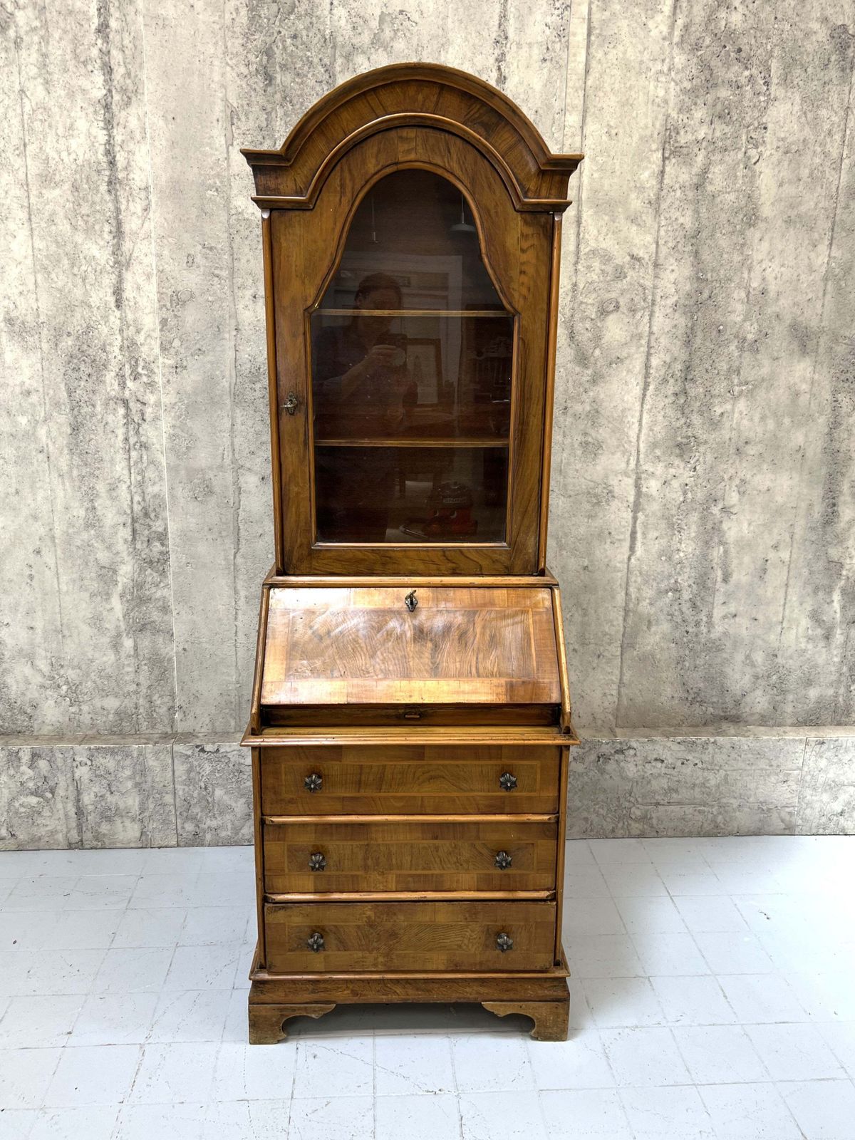 19th Century Bureau Desk With Bookcase Display Cabinet photo furniture