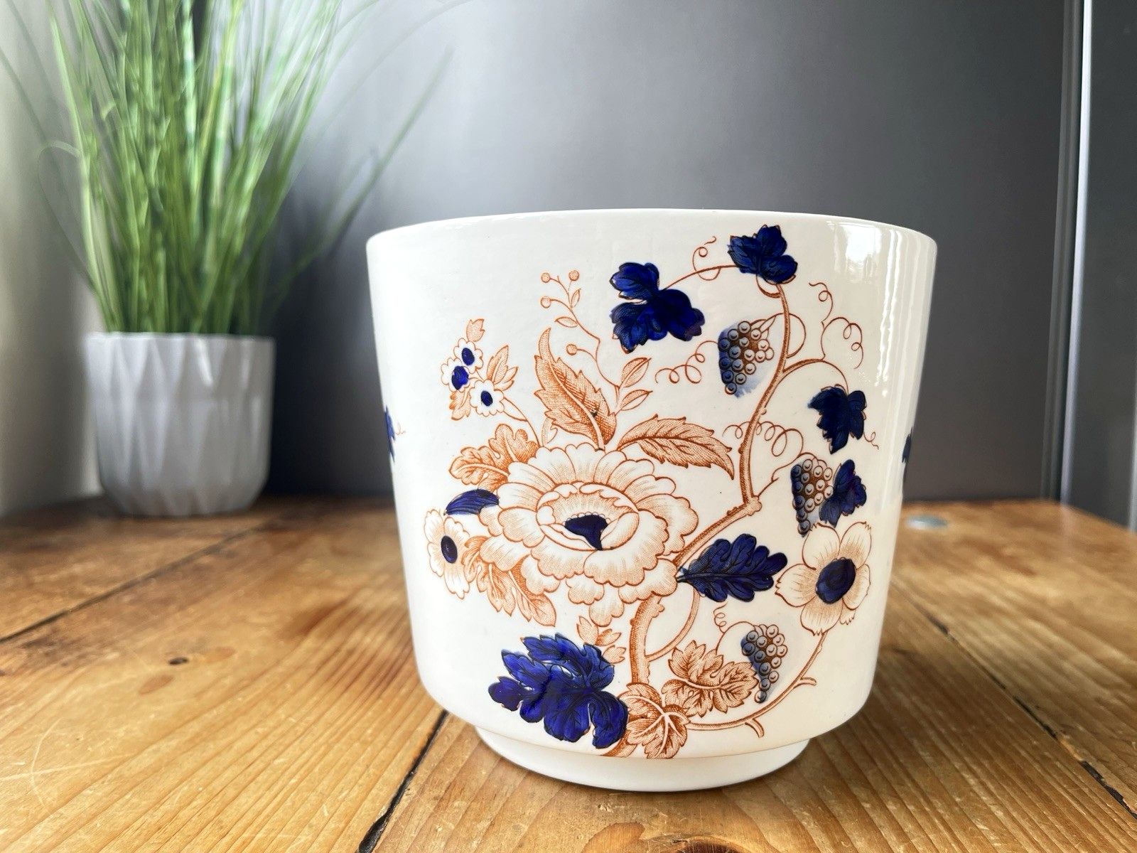 Vintage Enoch Wedgwood Pottery Old Castle English Imari Style Planter Plant Pot photo vintage