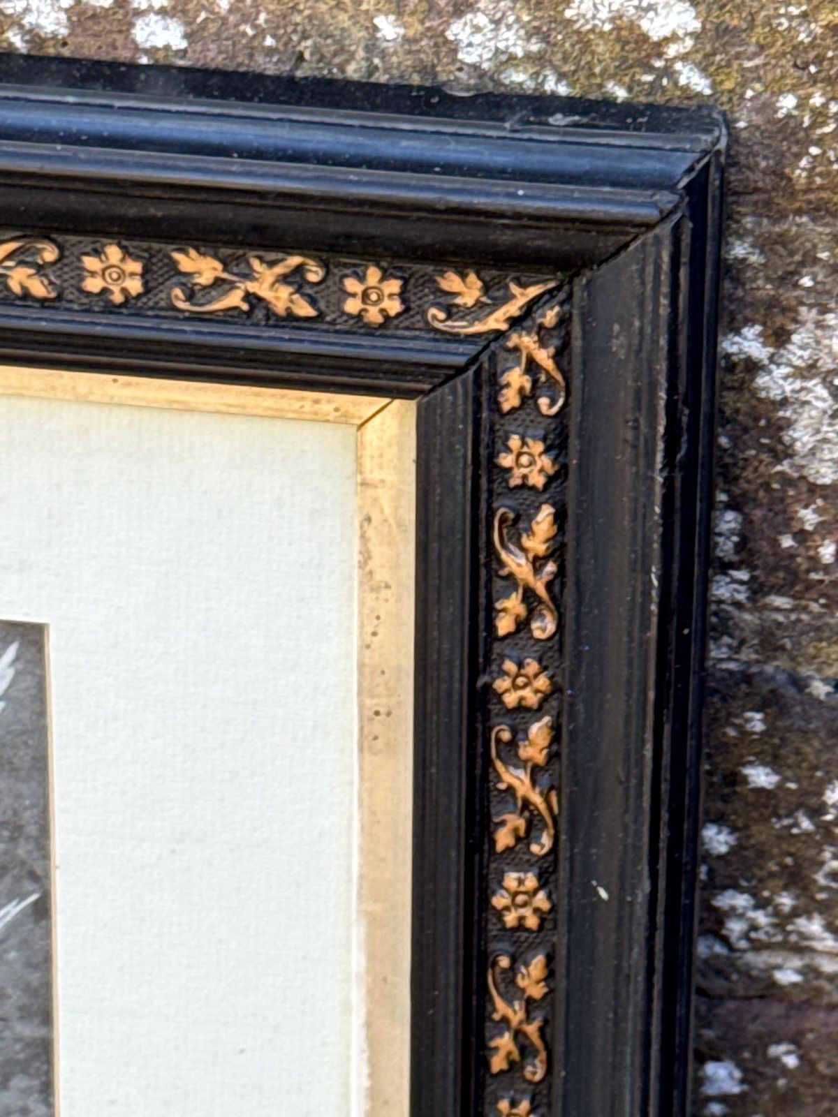 Art Pair Victorian Ebonised Framed Classical Lady Prints With Gilded Detail photo