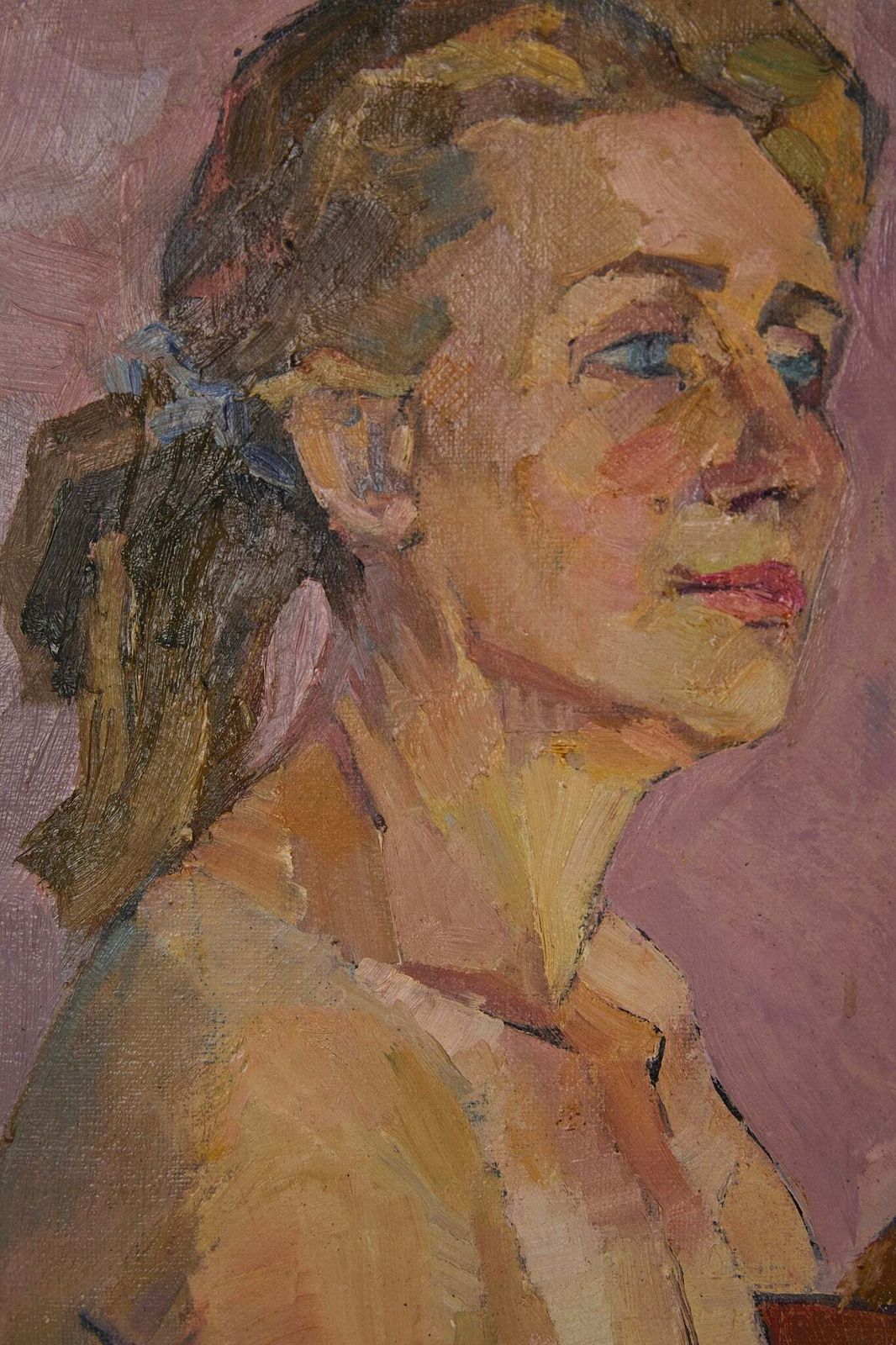 Nude Oil Painting Lilacs, 1960s photo furniture