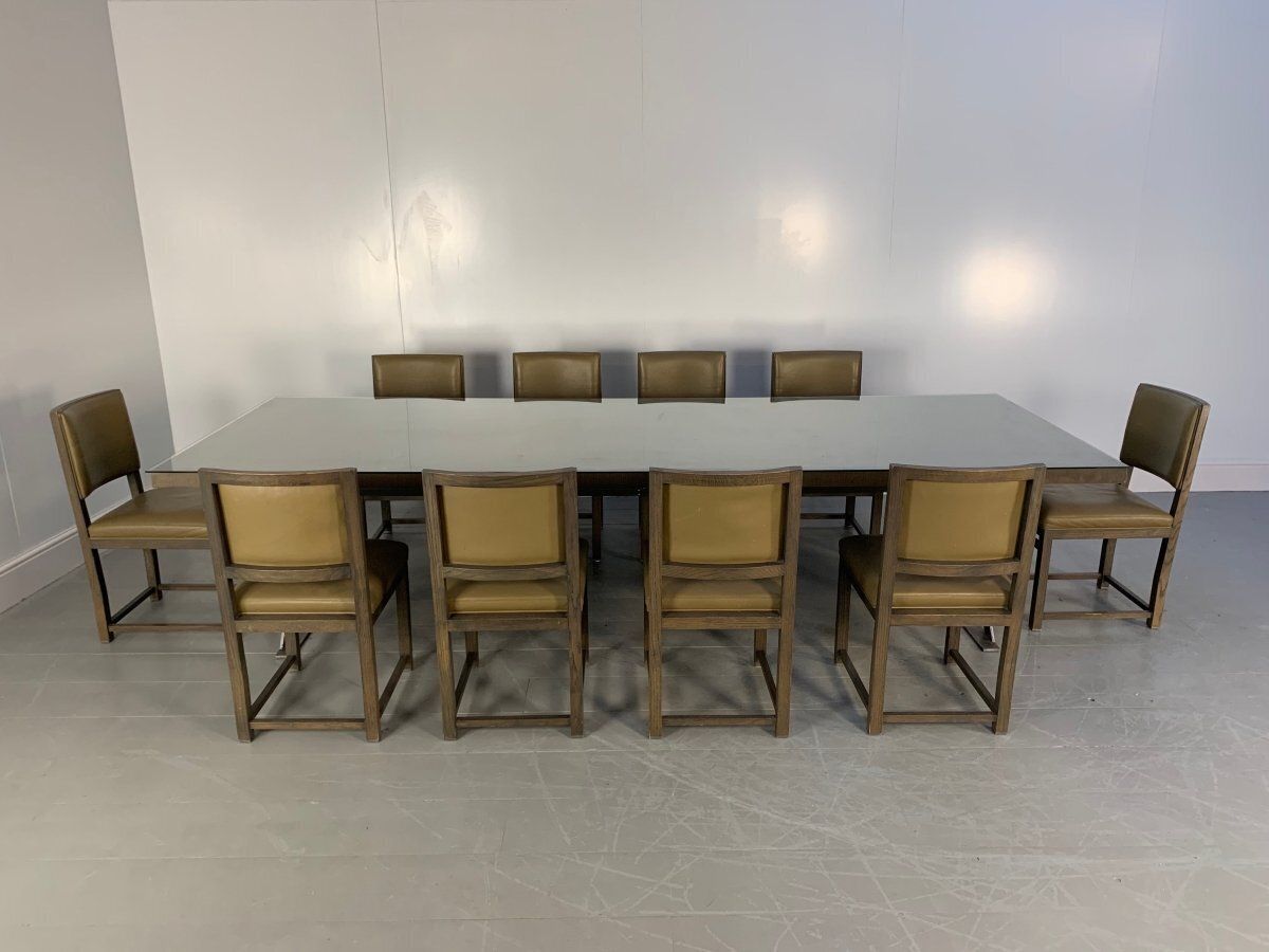 B&B Italia Max Dining Table & 10 Maxalto Dining Chairs In Grey Oak & Leather photo furniture